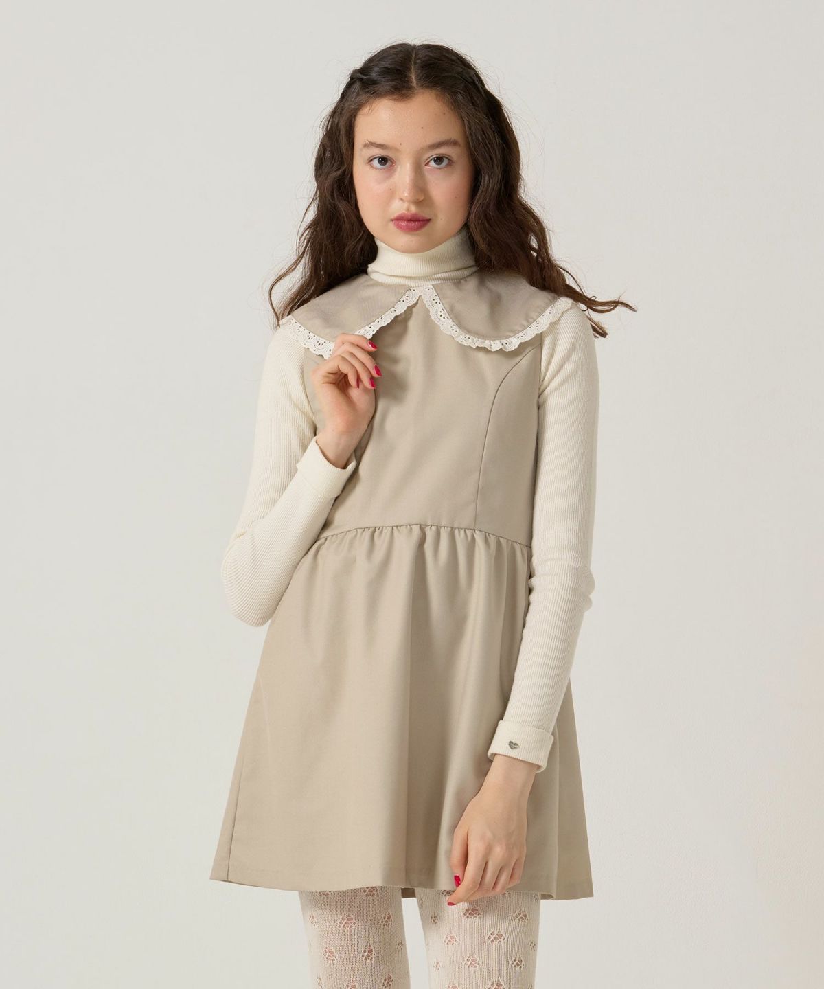 レース/丸襟/ワンピース 