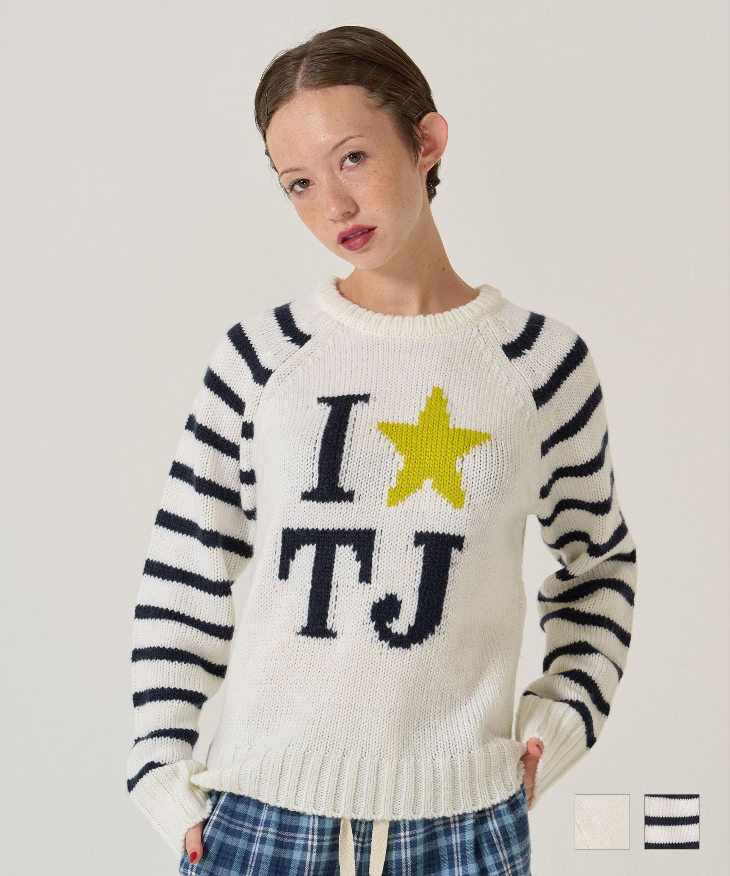 TJ/ラグラン/ニット/スター