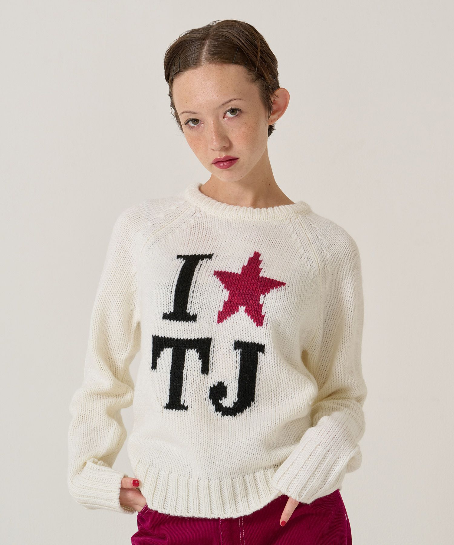 TJ/ラグラン/ニット/スター