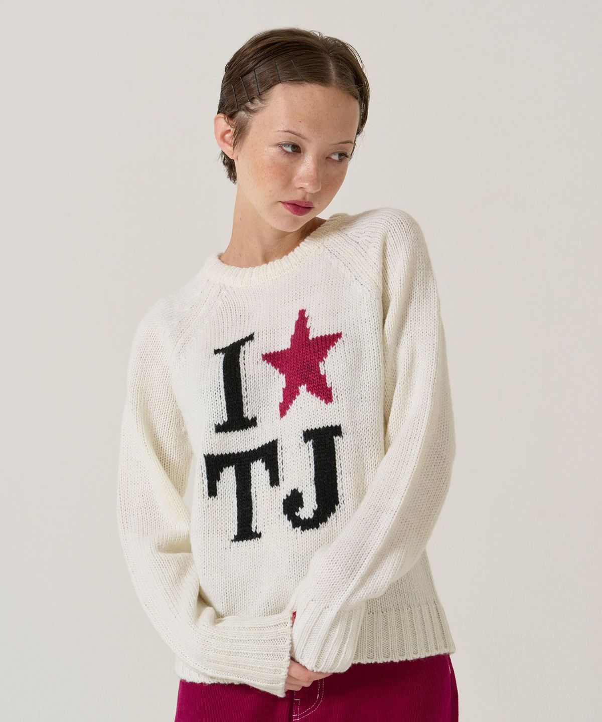 TJ/ラグラン/ニット/スター