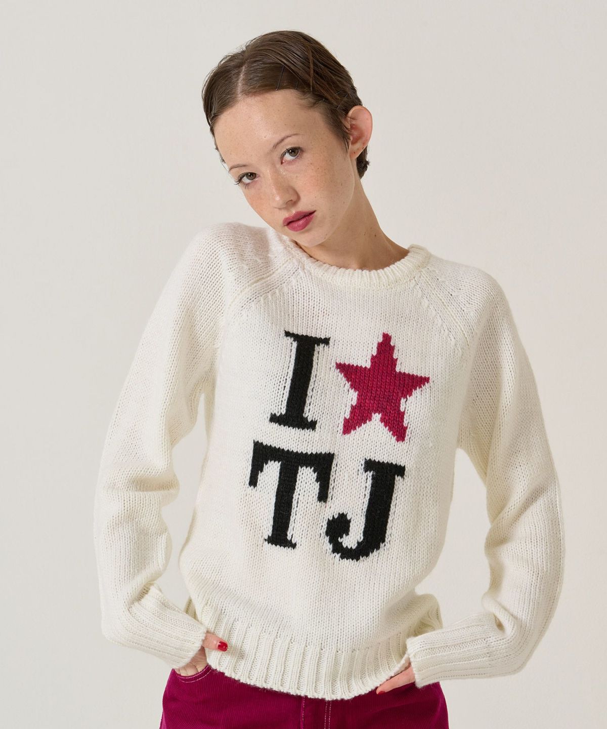 TJ/ラグラン/ニット/スター