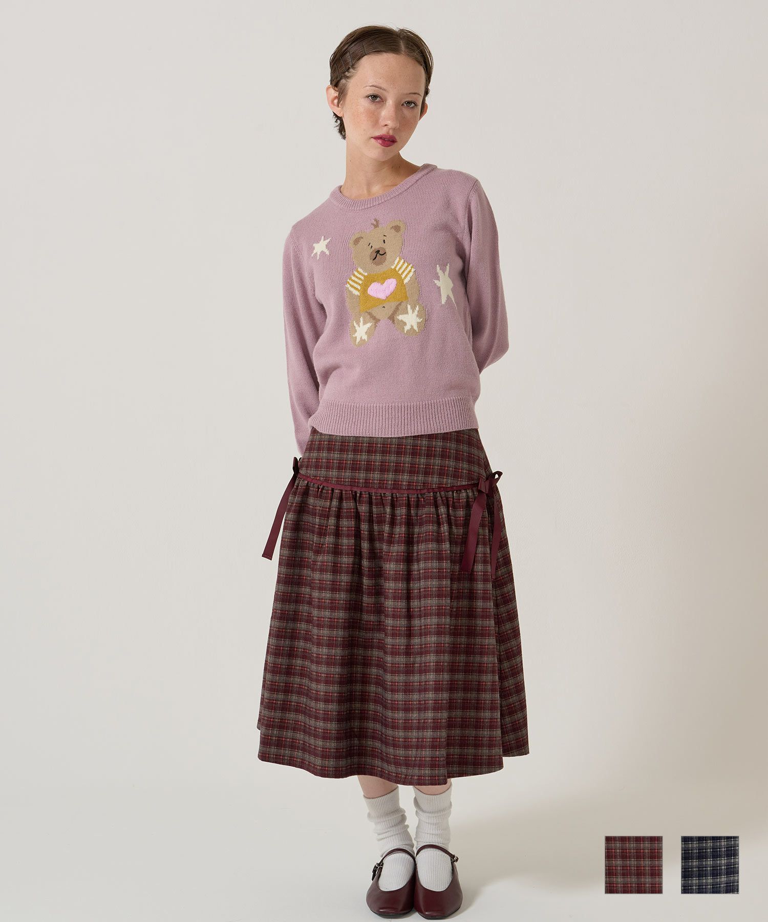 リボン/チェック/スカート