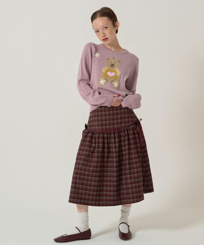 tina:jojun ウールライク ミディ丈プリーツスカート　カーキブラウンM ウールライク ミディ丈プリーツスカート TINA：JOJUN 全2色｜tnj631