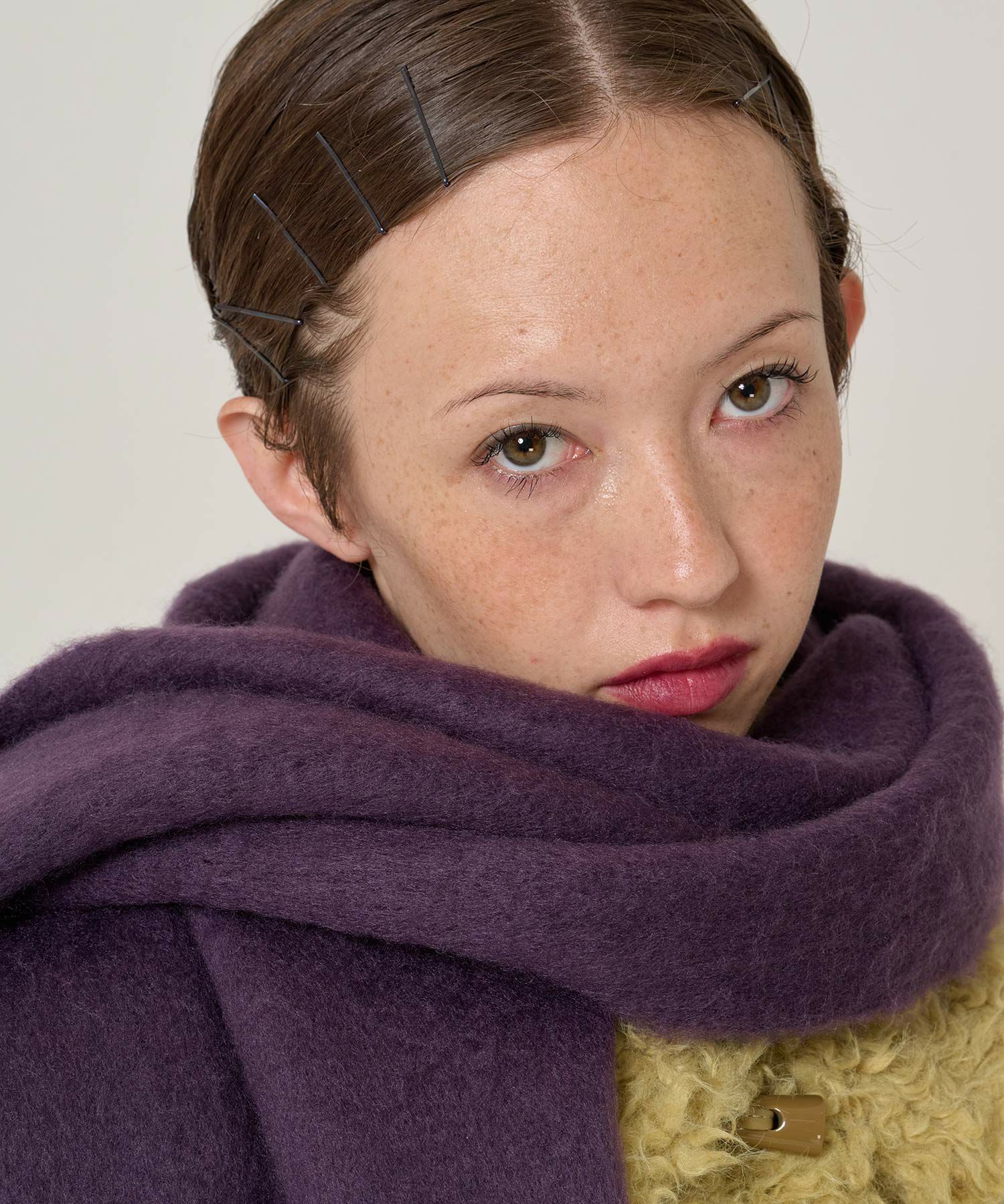 モヘアライク/マフラー/パープル