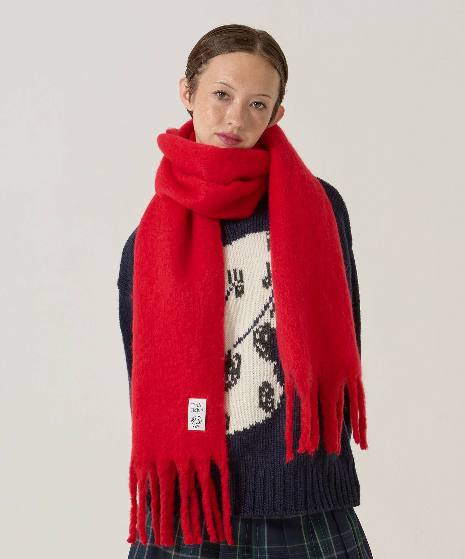 【美品】パターン マフラー** 30*190m* モヘヤライク カラーマフラー TINA：JOJUN 全3色｜tnj941-1111【2