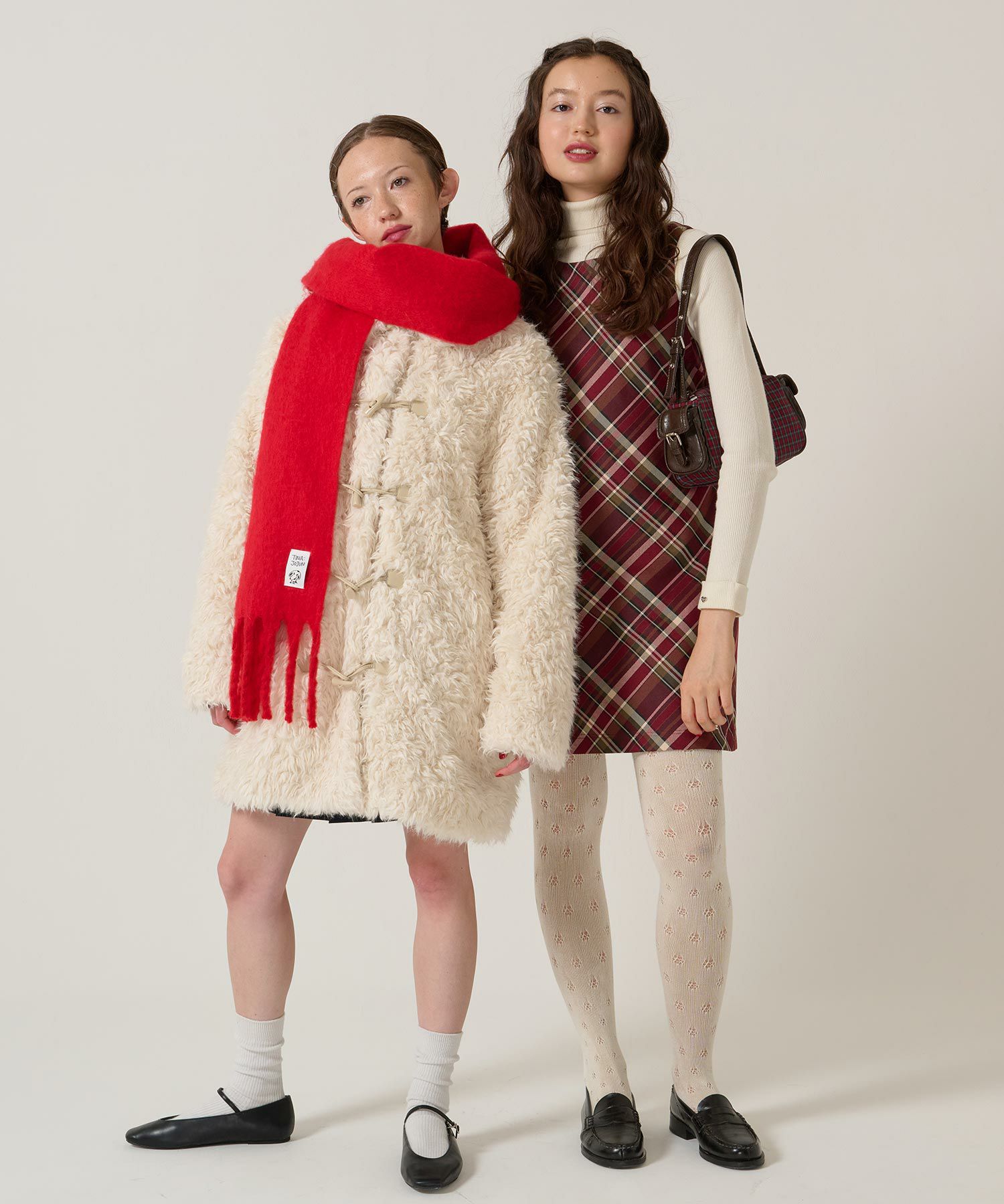 モヘアライク/マフラー/レッド