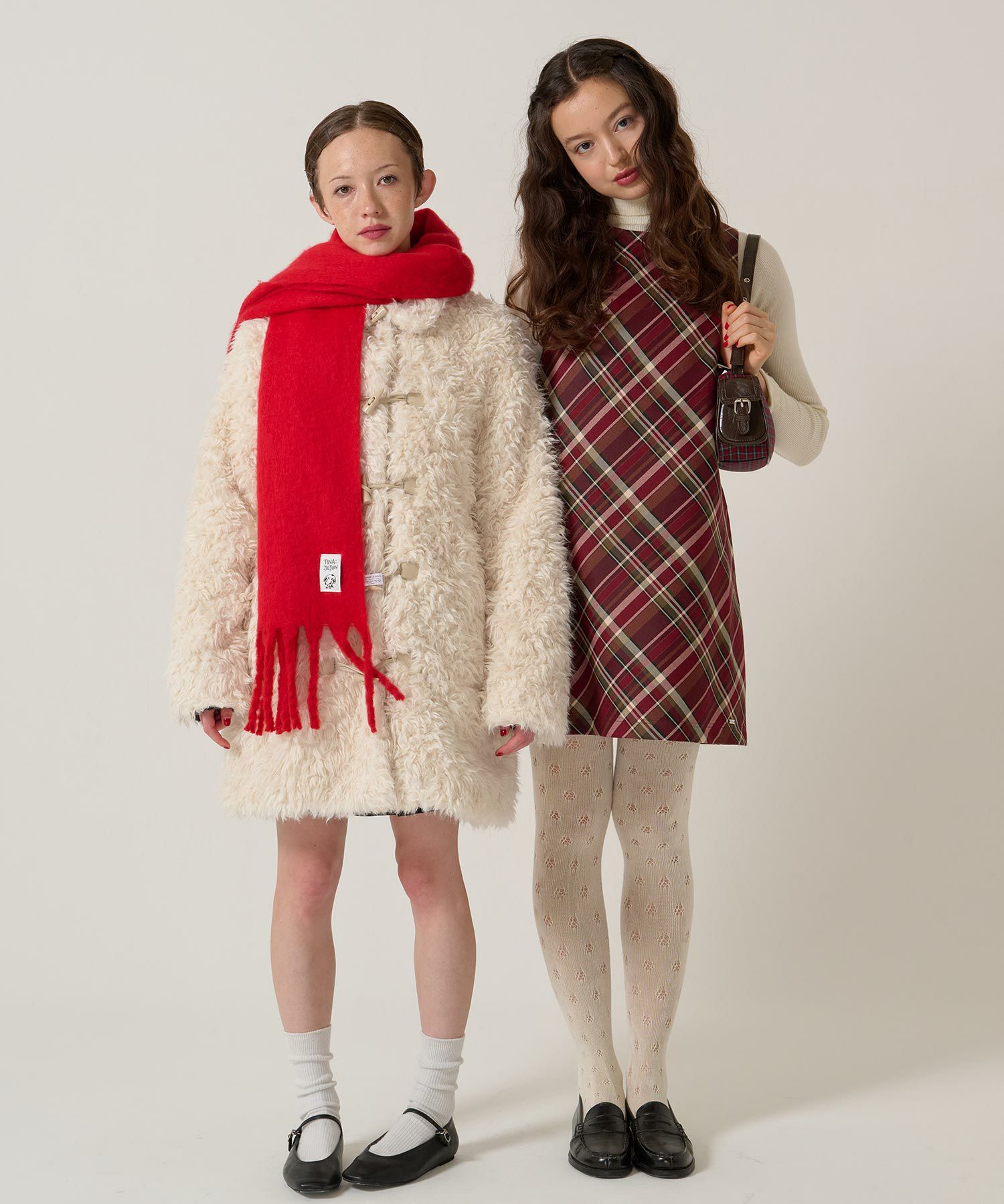 モヘアライク/マフラー/レッド