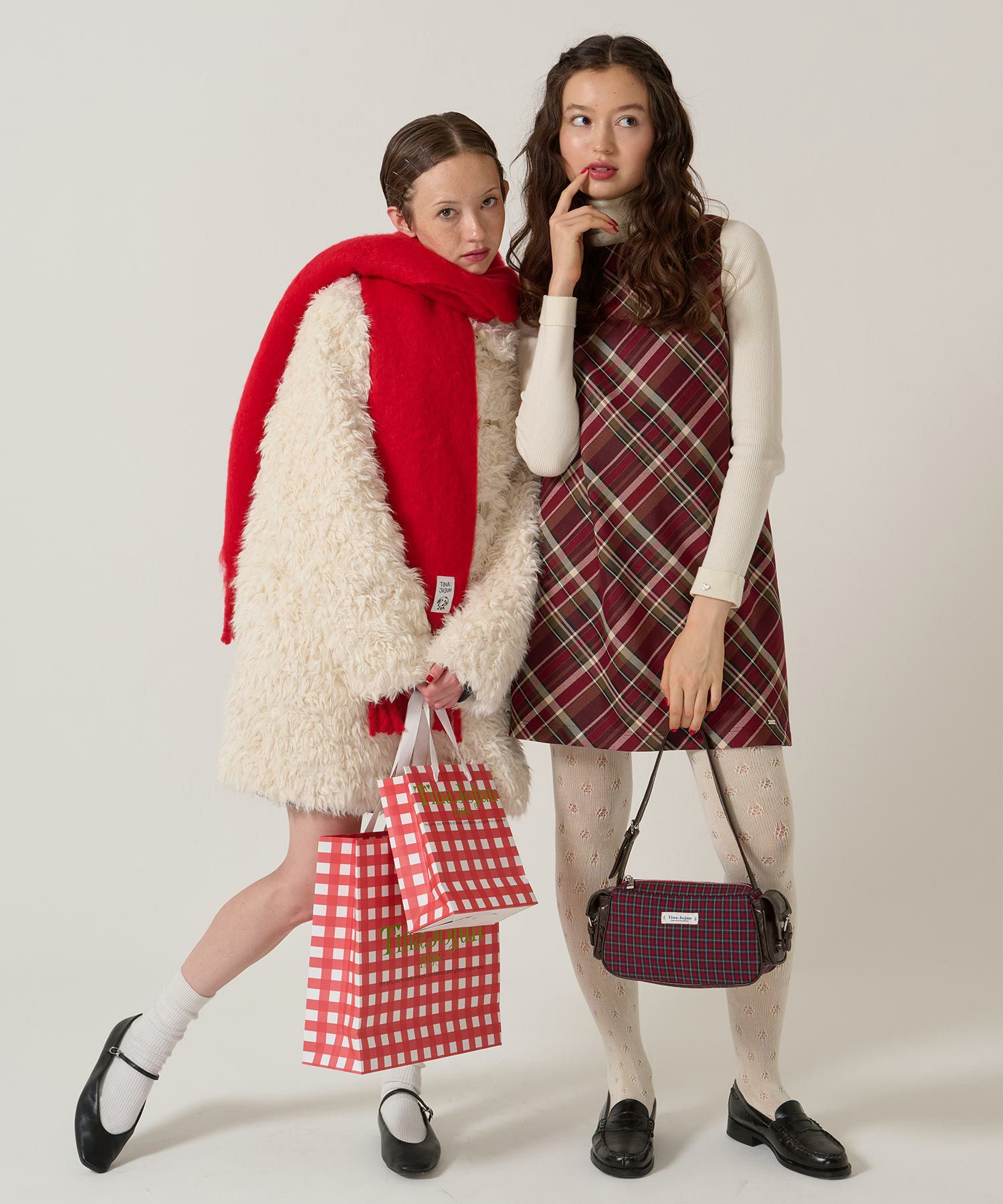 モヘアライク/マフラー/レッド