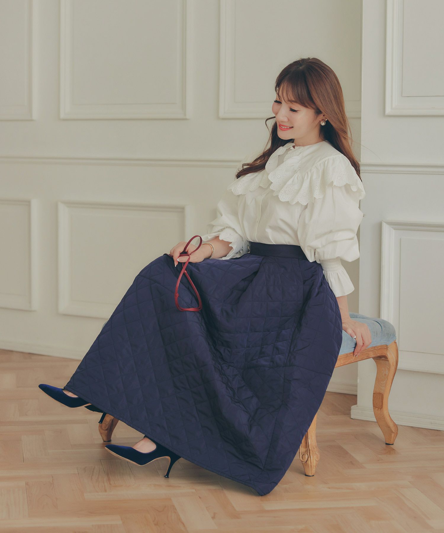 レディース 秋冬 大人可愛い 上品 きれいめ 大人カジュアル フェミニン オフィス 体型カバー ジョイントスペース