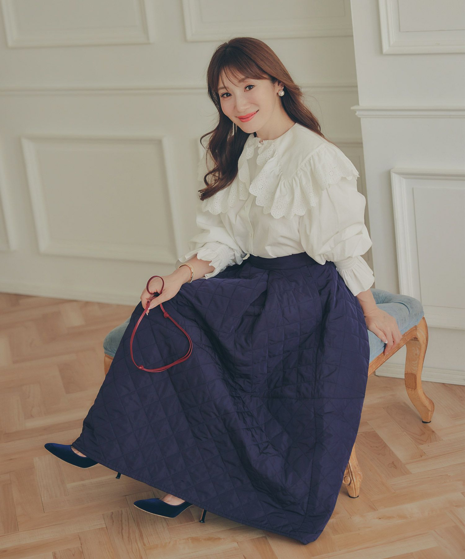 レディース 秋冬 大人可愛い 上品 きれいめ 大人カジュアル フェミニン オフィス 体型カバー ジョイントスペース