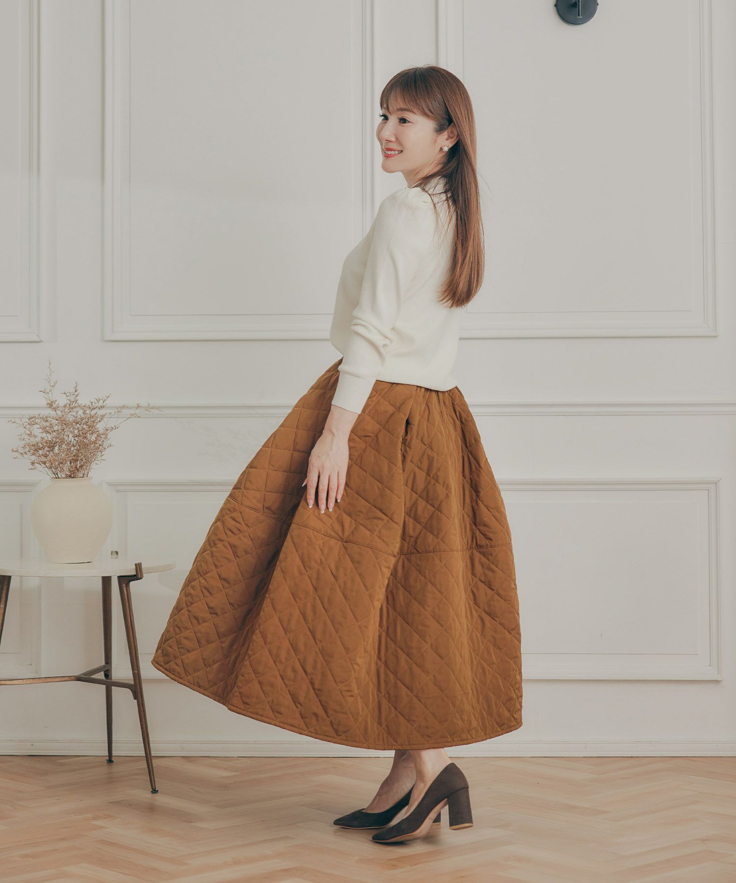 レディース 秋冬 大人可愛い 上品 きれいめ 大人カジュアル フェミニン オフィス 体型カバー ジョイントスペース