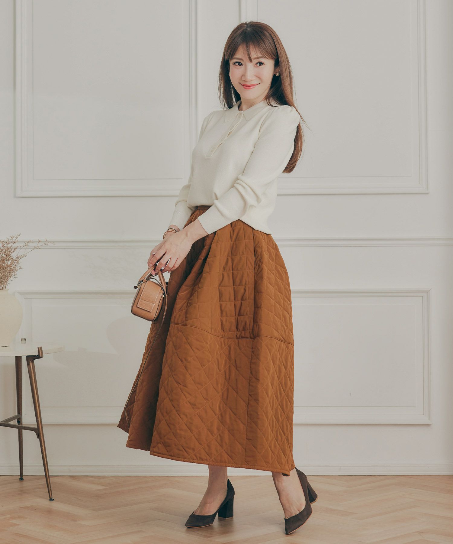 レディース 秋冬 大人可愛い 上品 きれいめ 大人カジュアル フェミニン オフィス 体型カバー ジョイントスペース