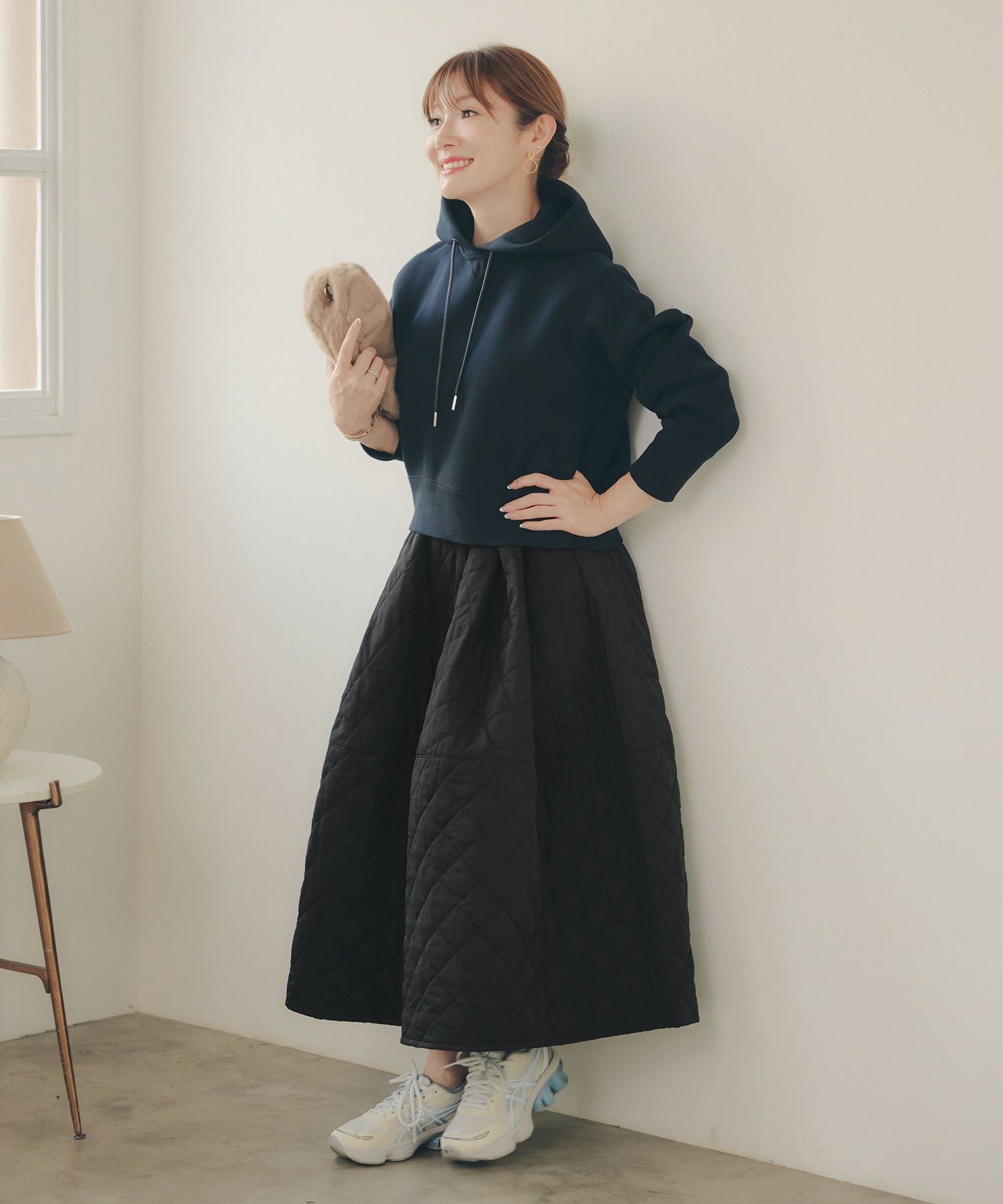 レディース 秋冬 大人可愛い 上品 きれいめ 大人カジュアル フェミニン オフィス 体型カバー ジョイントスペース