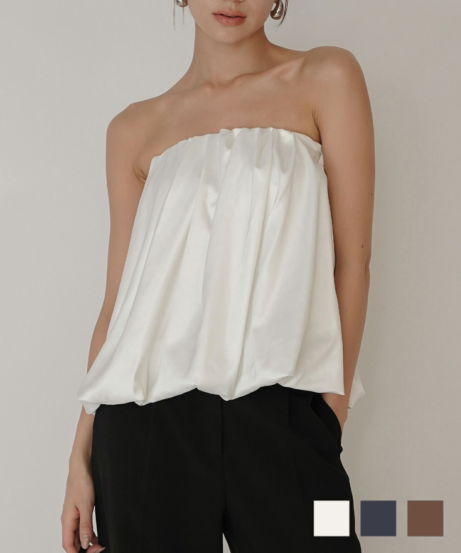 サテン 2WAY ツイスト タック バルーン スカート KINO THE KEI