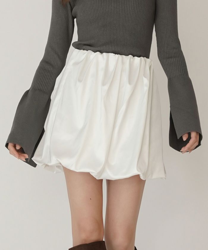 サテン 2WAY ツイスト タック バルーン スカート KINO THE KEI