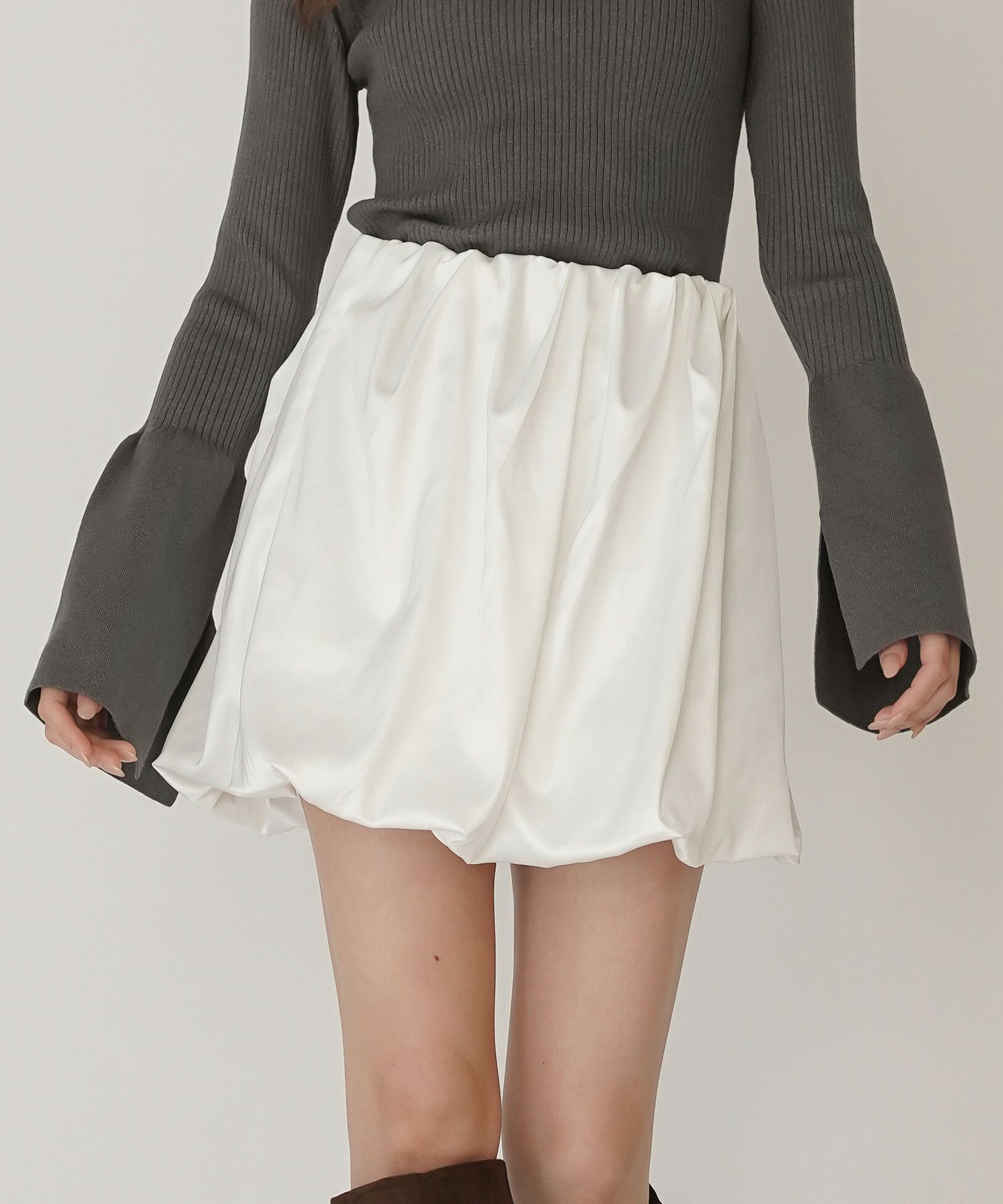 サテン 2WAY ツイスト タック バルーン スカート KINO THE KEI