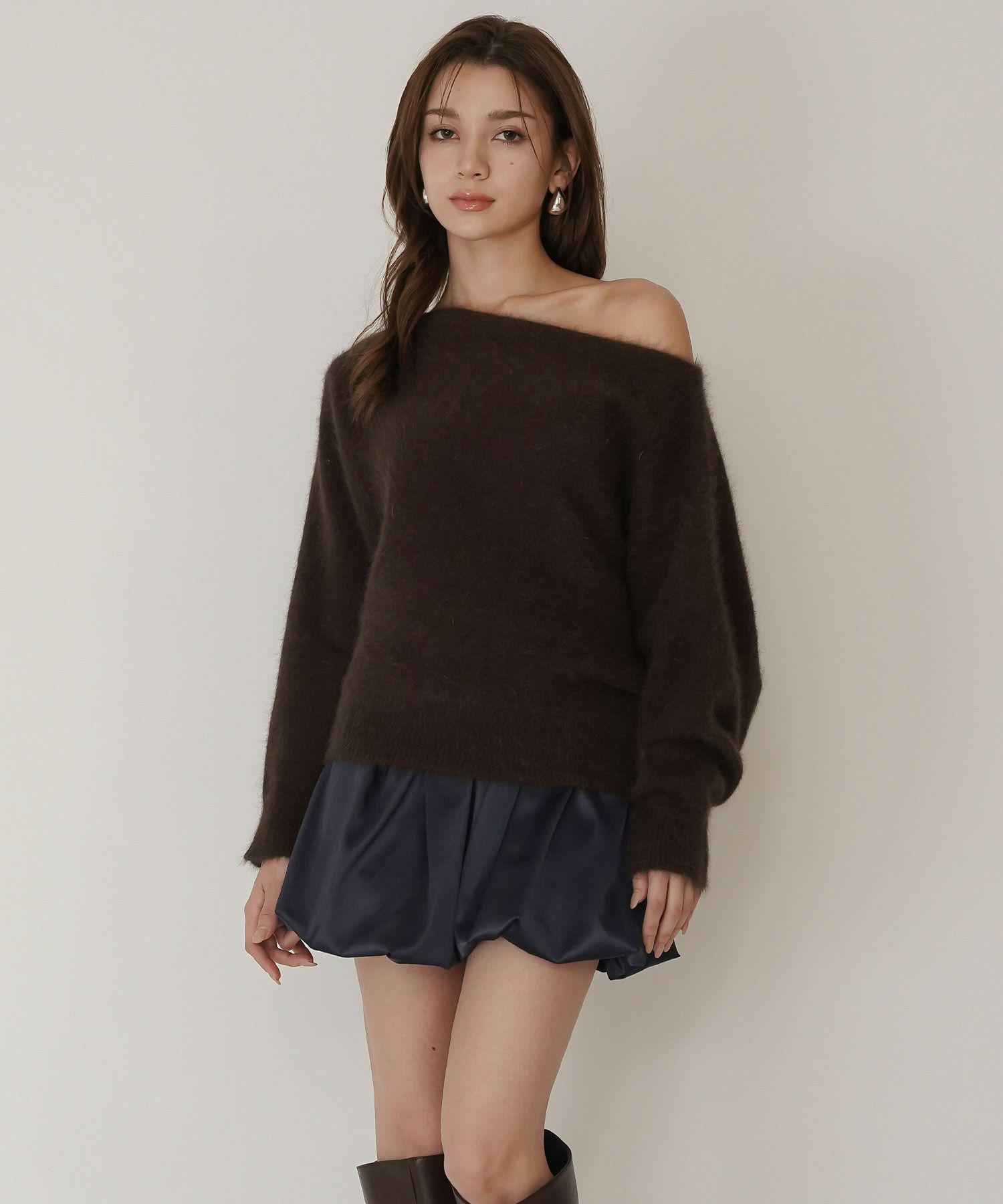 サテン 2WAY ツイスト タック バルーン スカート KINO THE KEI