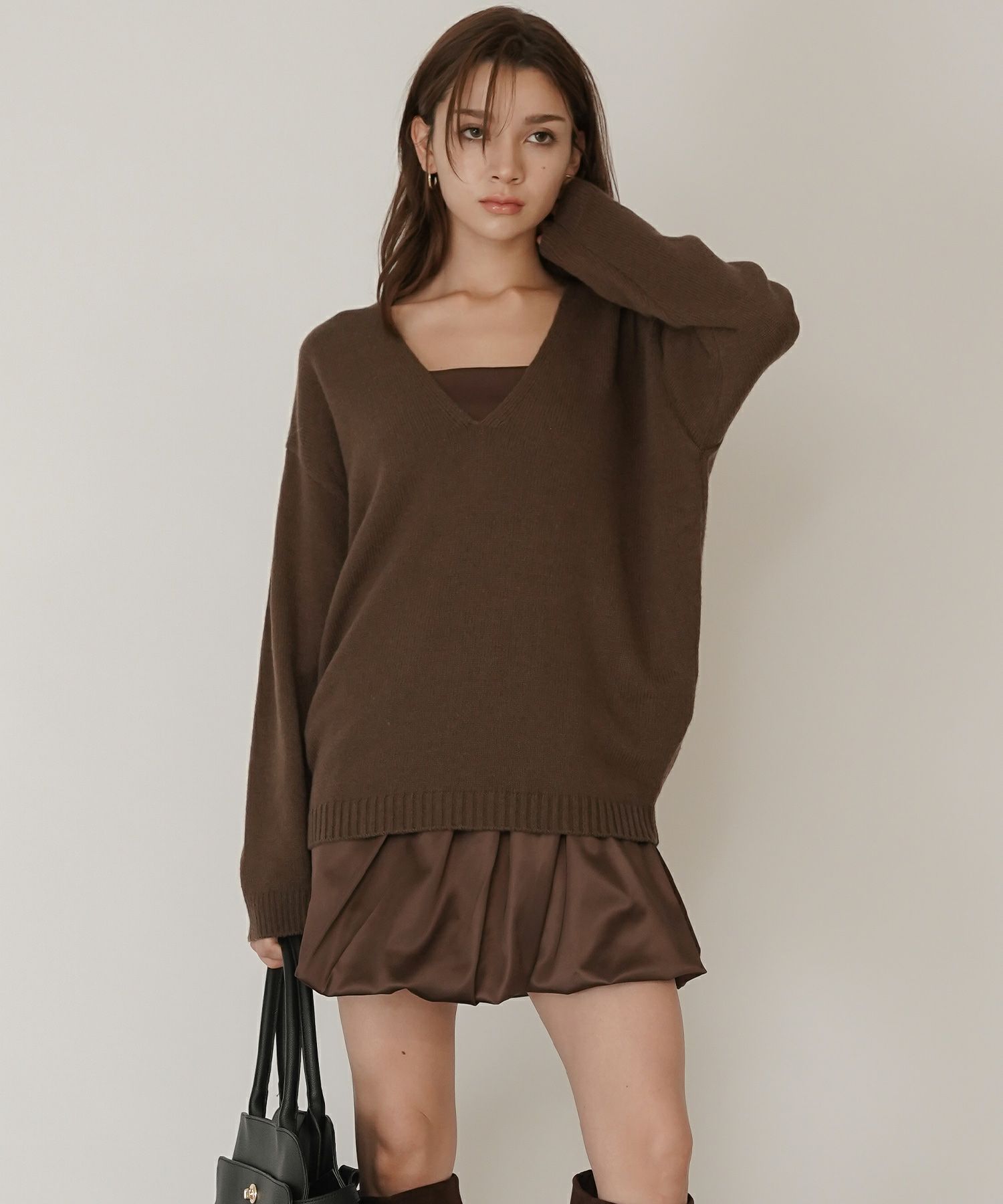 サテン 2WAY ツイスト タック バルーン スカート KINO THE KEI