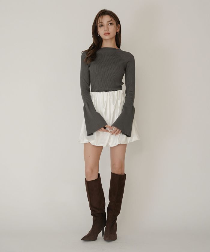 サテン 2WAY ツイスト タック バルーン スカート KINO THE KEI