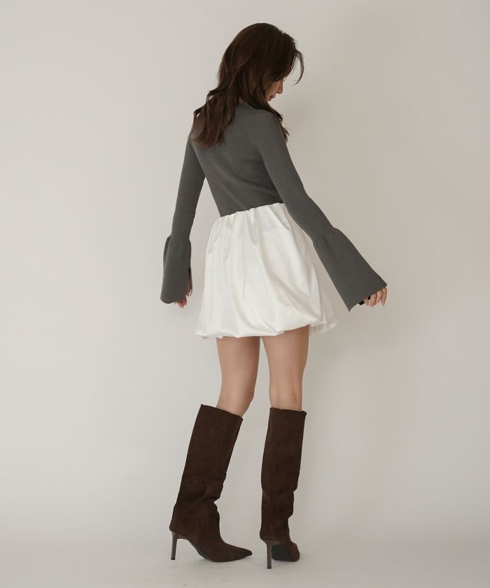 サテン 2WAY ツイスト タック バルーン スカート KINO THE KEI