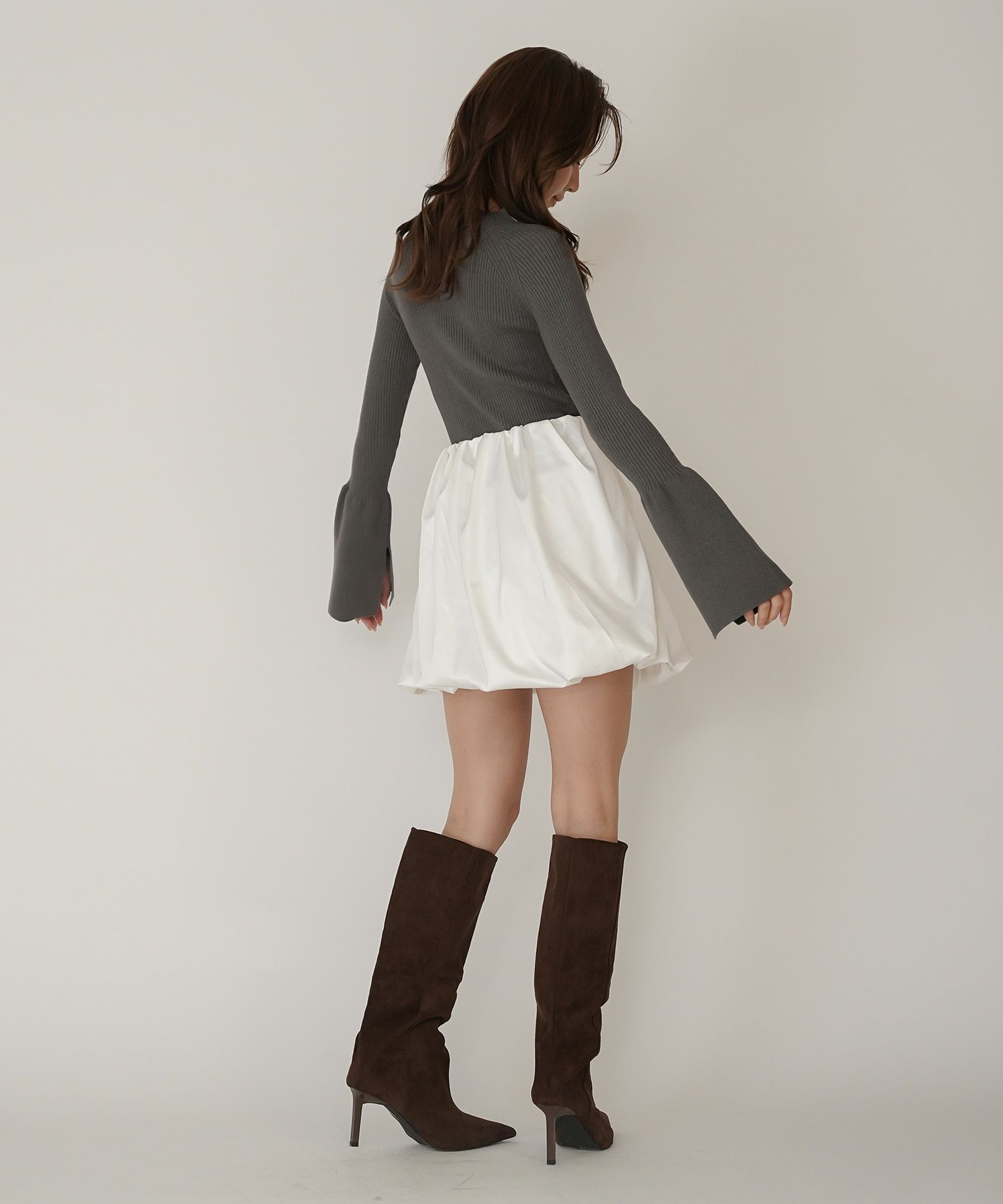 サテン 2WAY ツイスト タック バルーン スカート KINO THE KEI