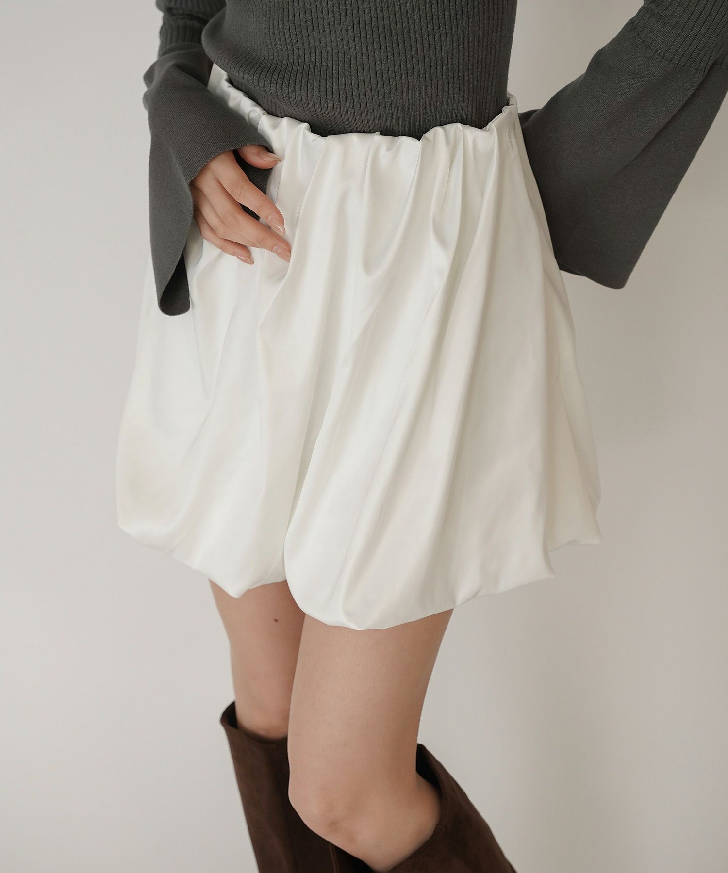 サテン 2WAY ツイスト タック バルーン スカート KINO THE KEI