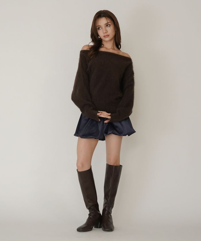 サテン 2WAY ツイスト タック バルーン スカート KINO THE KEI