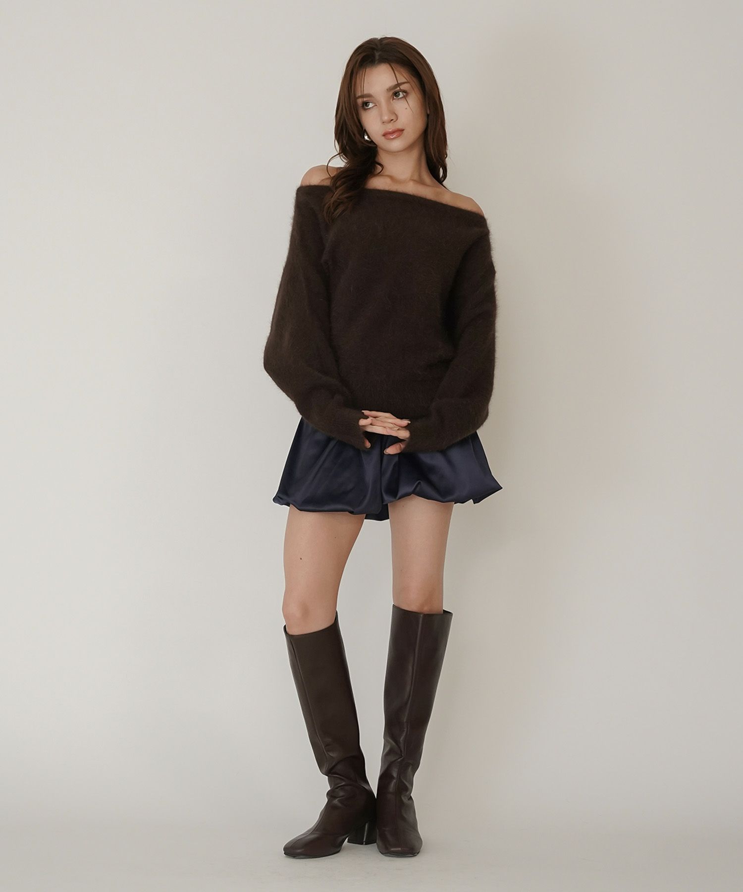 サテン 2WAY ツイスト タック バルーン スカート KINO THE KEI