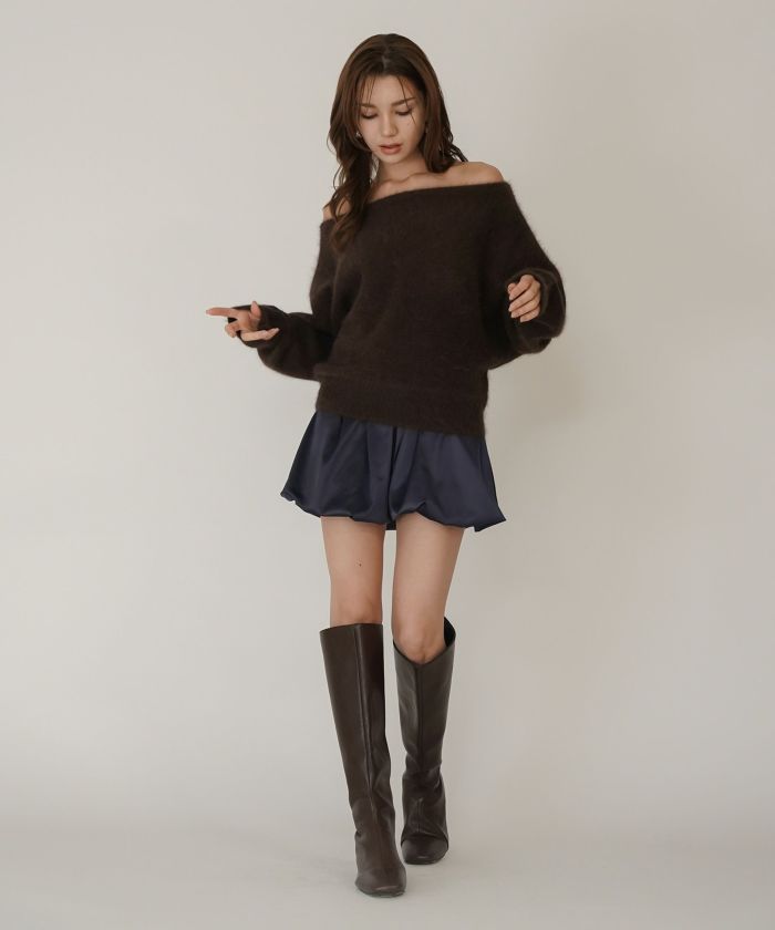 サテン 2WAY ツイスト タック バルーン スカート KINO THE KEI