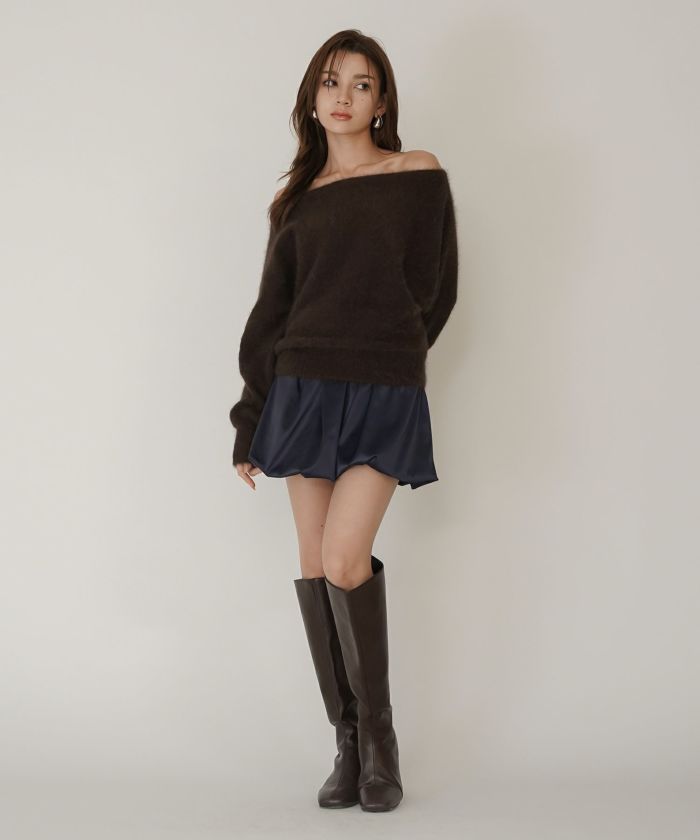 サテン 2WAY ツイスト タック バルーン スカート KINO THE KEI