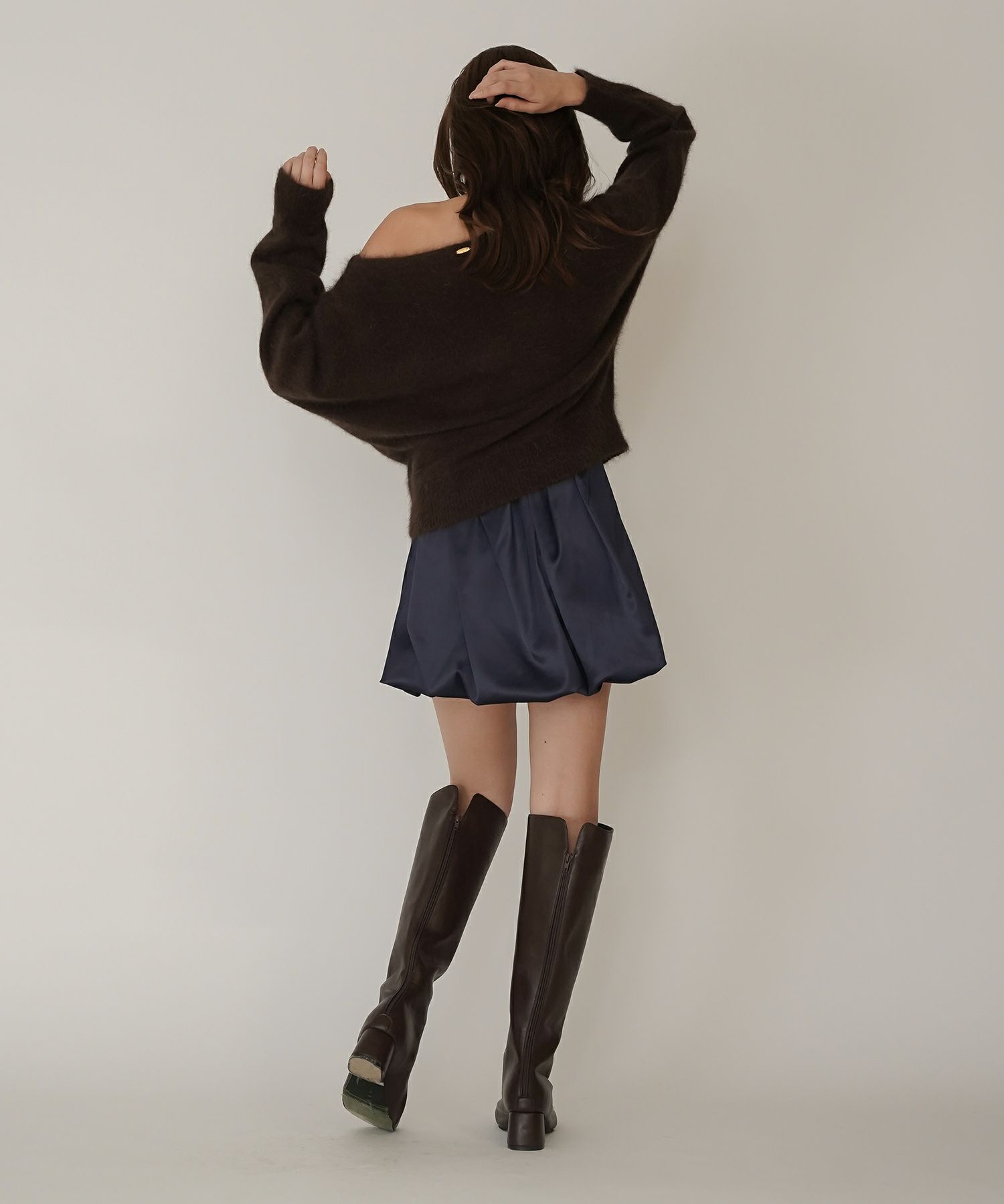 サテン 2WAY ツイスト タック バルーン スカート KINO THE KEI