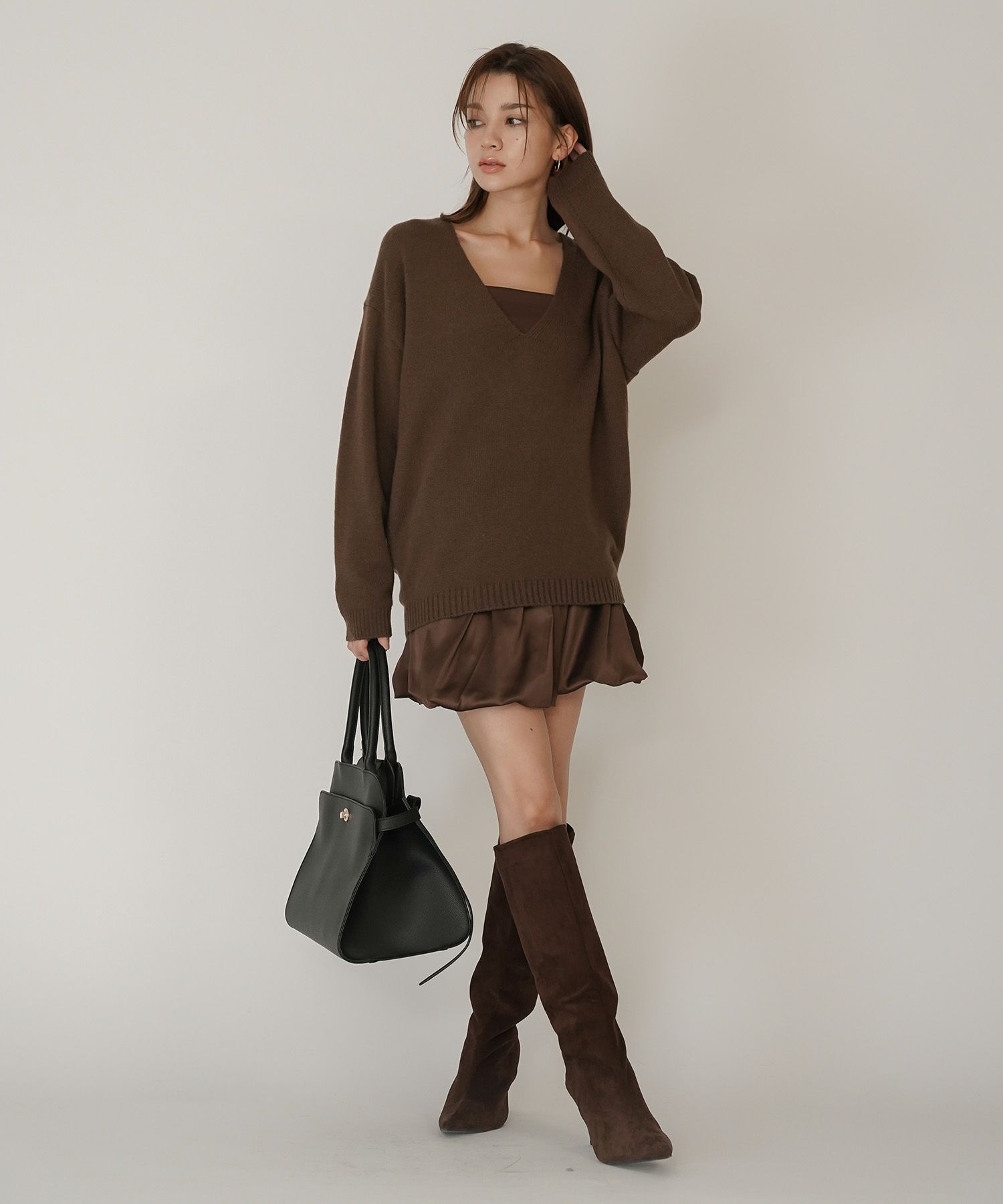 サテン 2WAY ツイスト タック バルーン スカート KINO THE KEI