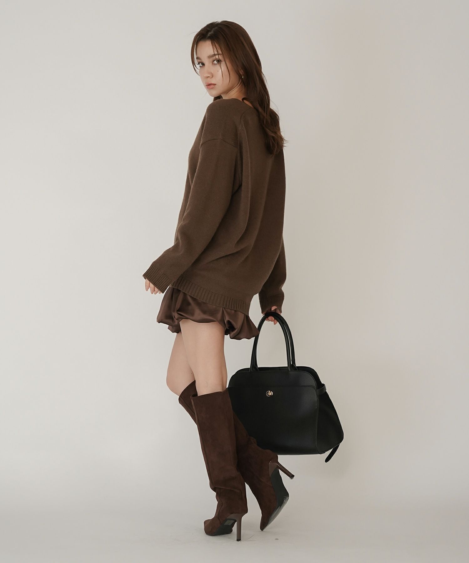 サテン 2WAY ツイスト タック バルーン スカート KINO THE KEI