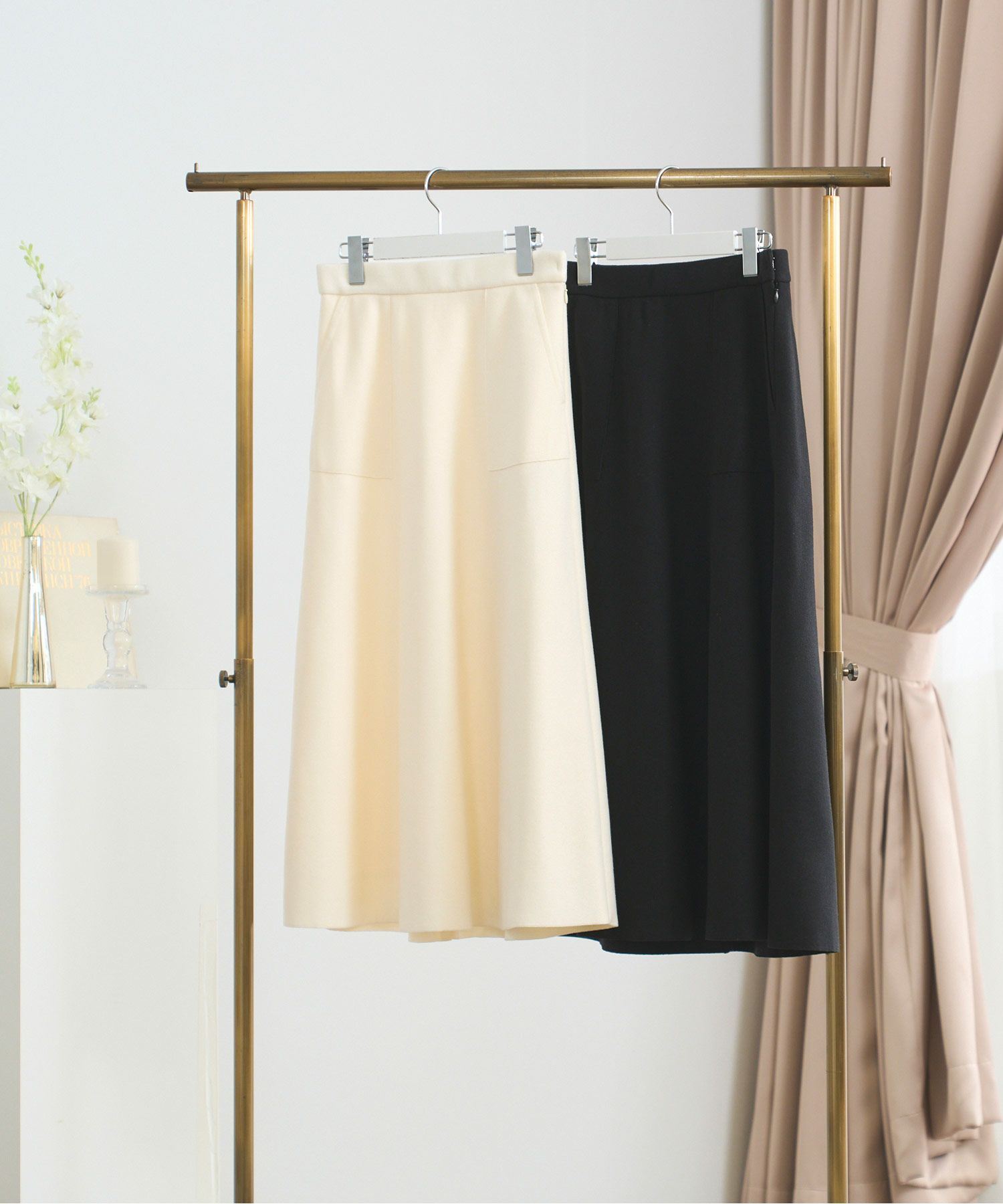 レディース ファッション スカート きれいめ かわいい オフィス マーメイド 白黒 上品 膝下丈 ロング ポケット付き