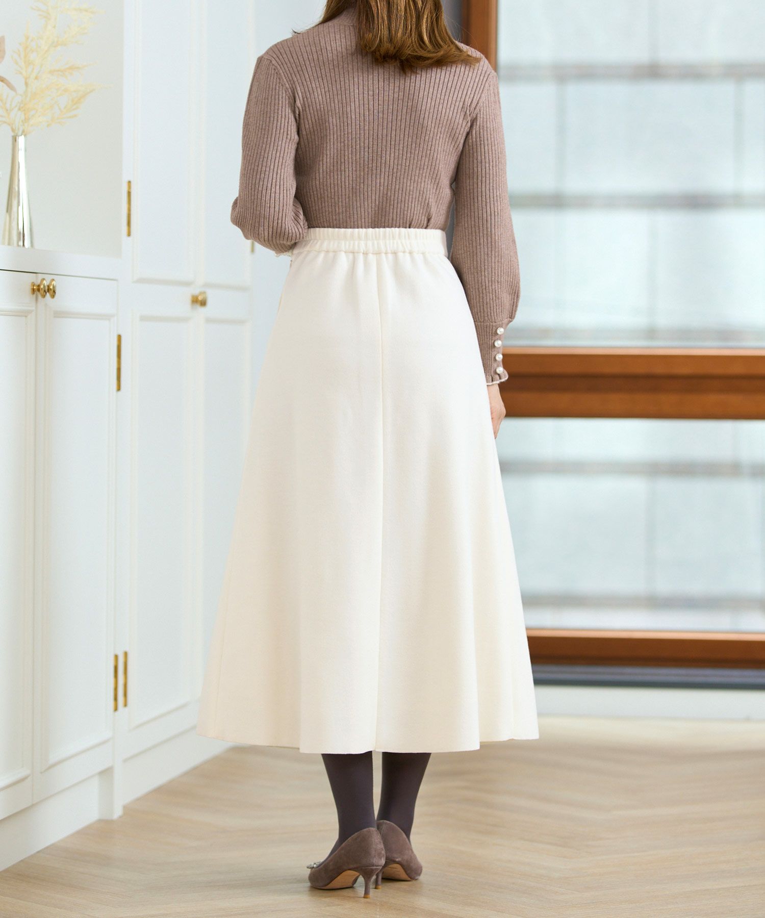 レディース ファッション スカート きれいめ かわいい オフィス マーメイド 白黒 上品 膝下丈 ロング ポケット付き