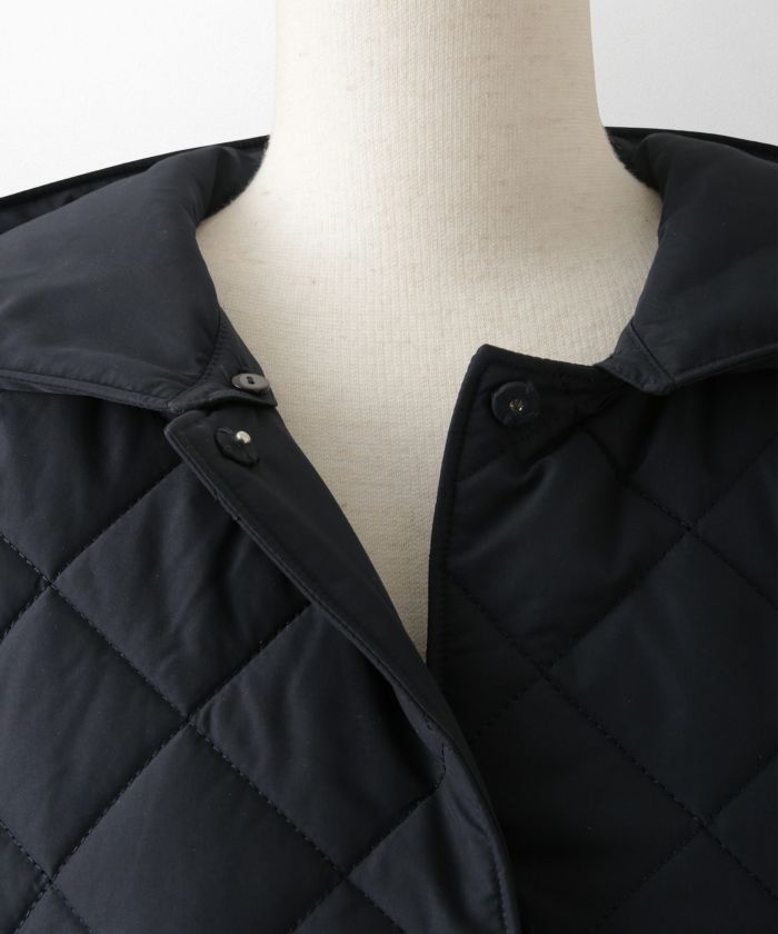マルチway キルティング ジャケット HUIT 上品 中綿 ペプラム ベスト ジレ ノーカラージャケット  インナーダウン アイボリー/ネイビー/ブラック