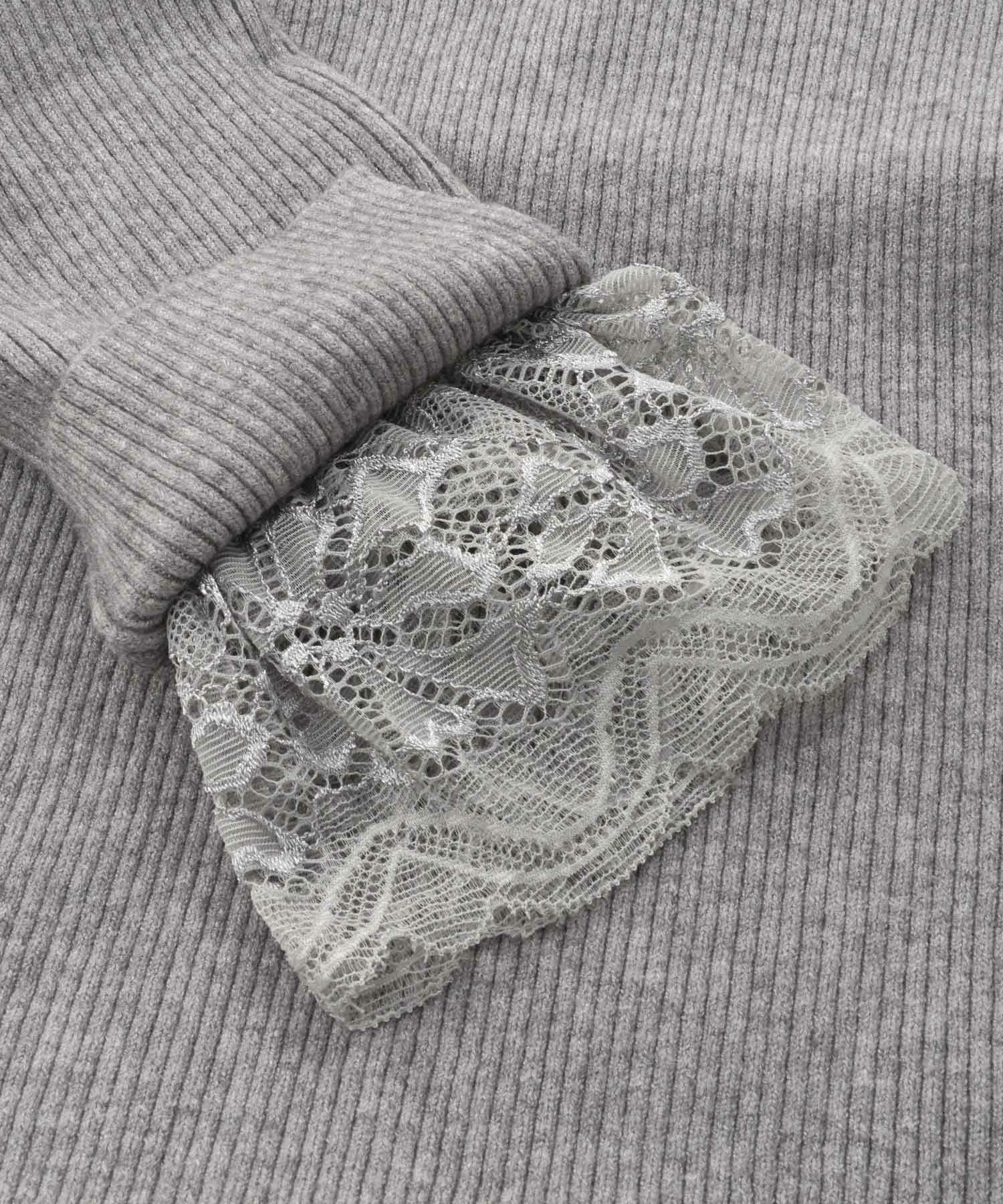 ニット プルオーバー トップス レディース ファッション かわいい きれいめ 大人 オフィス 黒 レース 長袖 秋冬春 ジョイントスペース