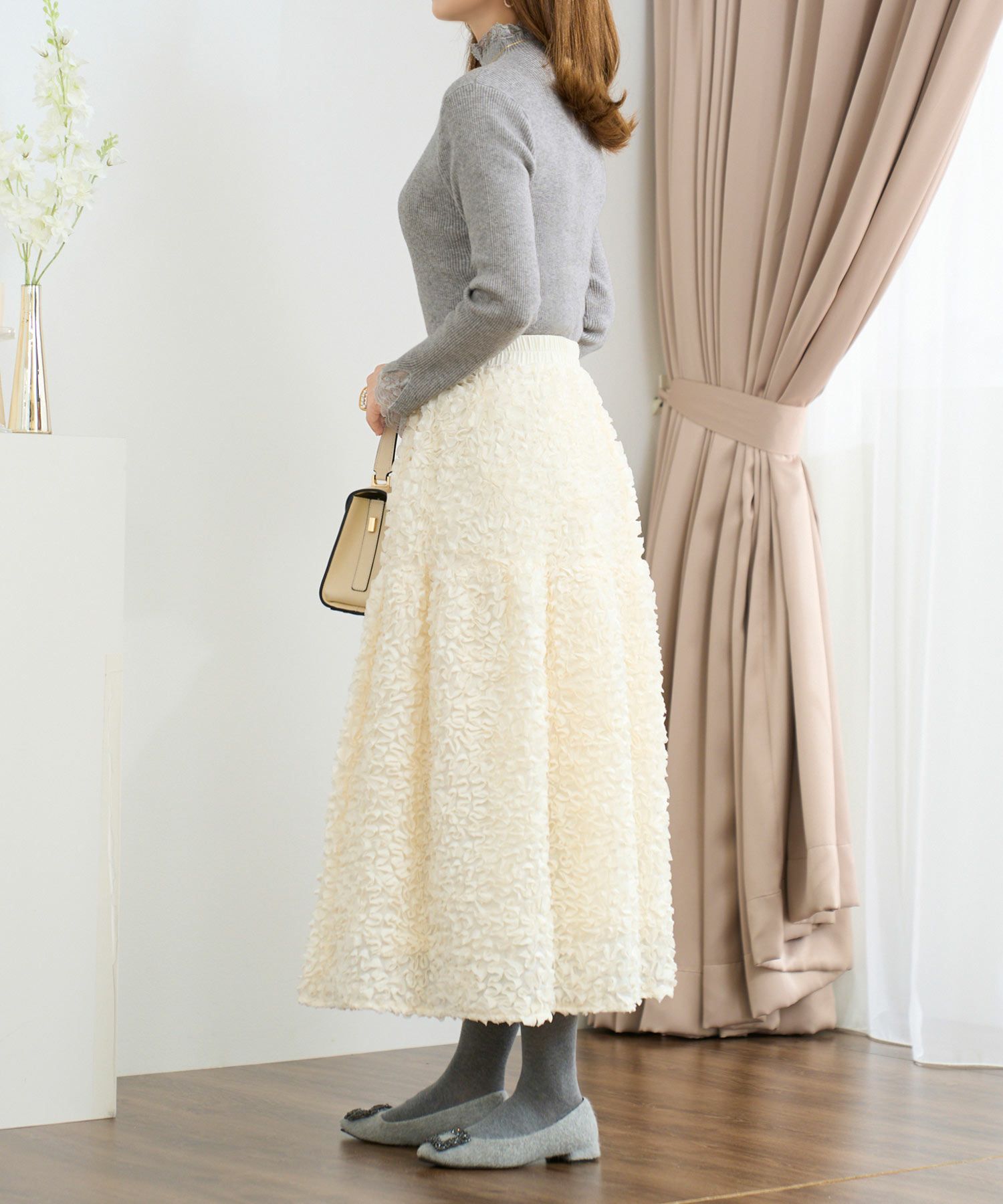 ニット プルオーバー トップス レディース ファッション かわいい きれいめ 大人 オフィス 黒 レース 長袖 秋冬春 ジョイントスペース