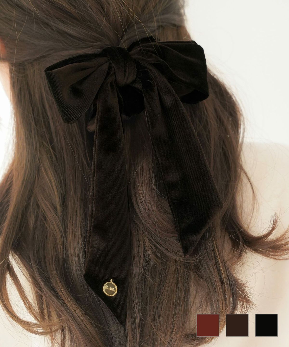 グッズ ヘアアクセサリー シュシュ リボン ゴム ベロア 可愛い プレゼント 上品 エレガント フェミニン