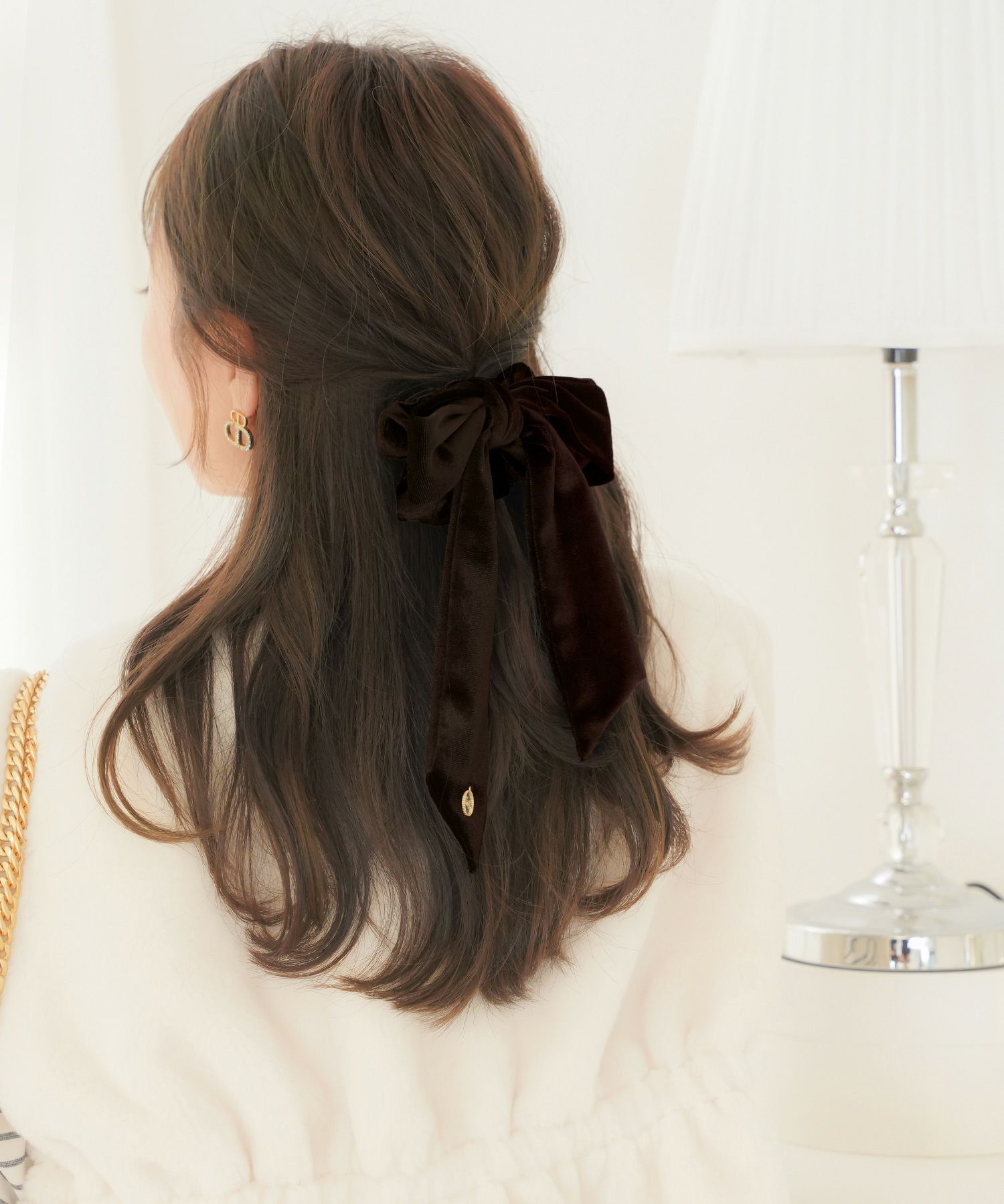 グッズ ヘアアクセサリー シュシュ リボン ゴム ベロア 可愛い プレゼント 上品 エレガント フェミニン