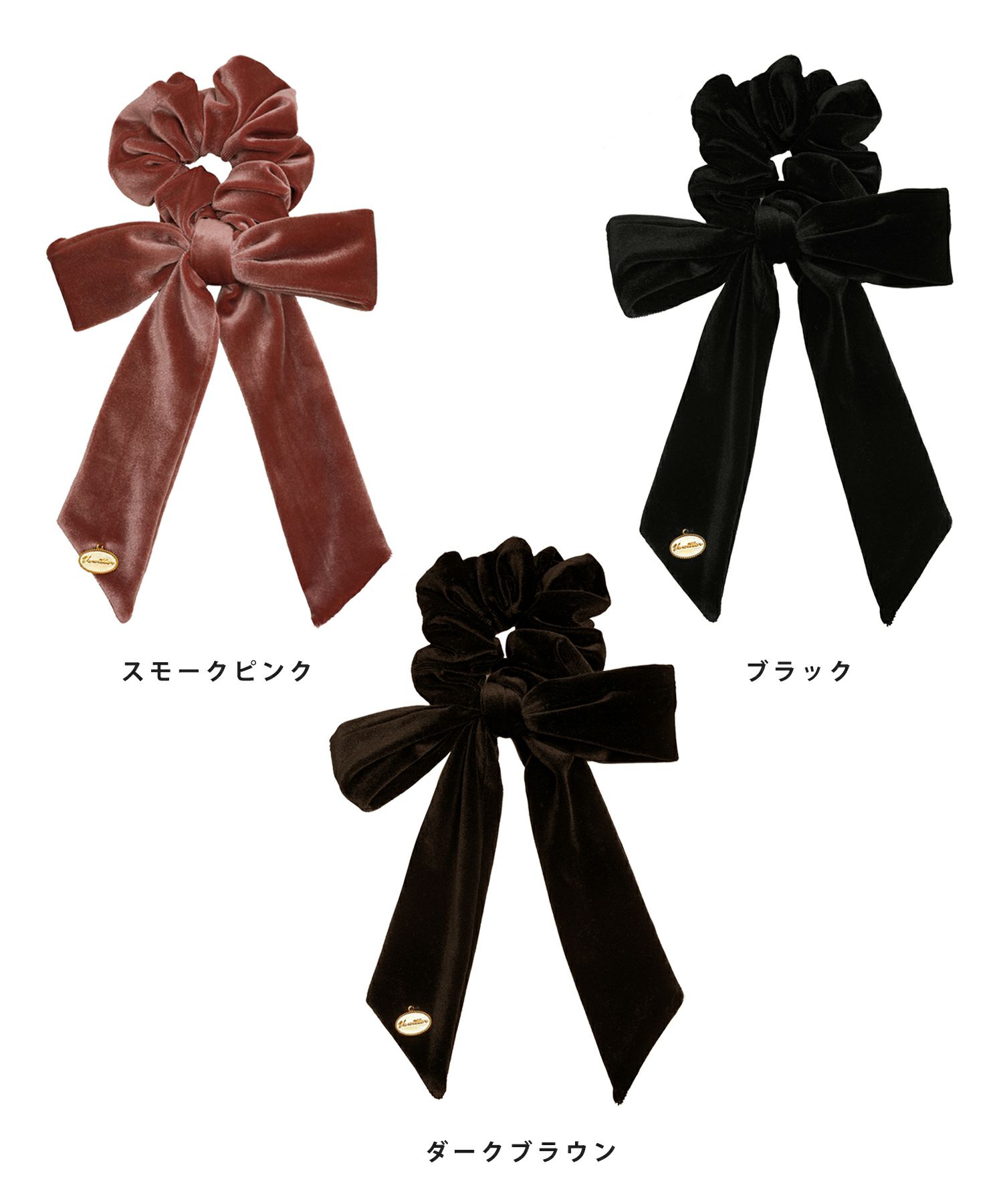 グッズ ヘアアクセサリー シュシュ リボン ゴム ベロア 可愛い プレゼント 上品 エレガント フェミニン