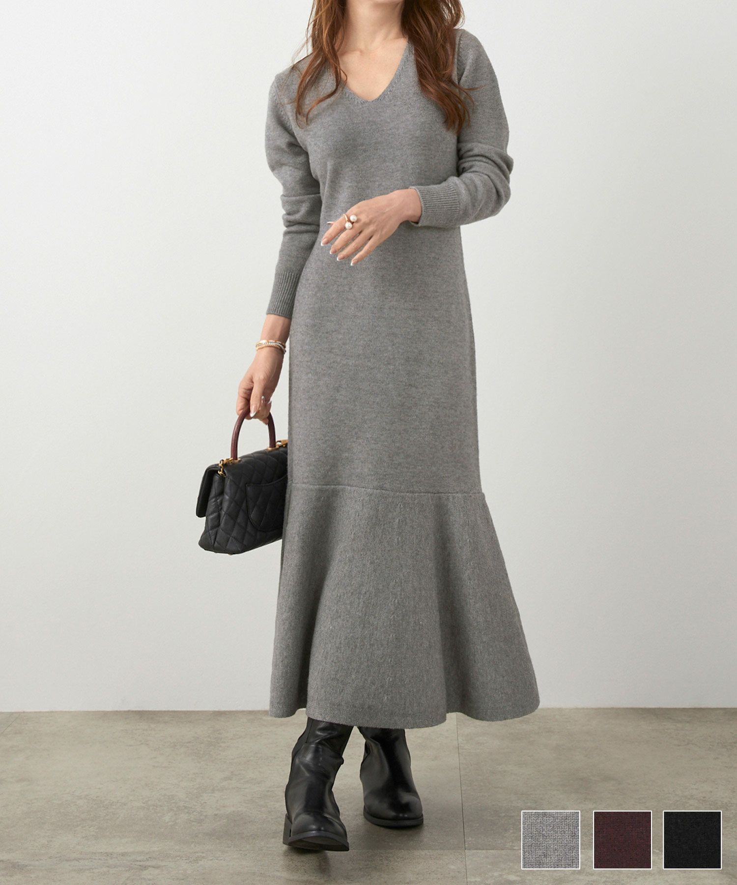 マーメイド Vネック ニット ワンピース Liala×PG