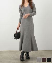 マーメイド Vネック ニット ワンピース Liala×PG