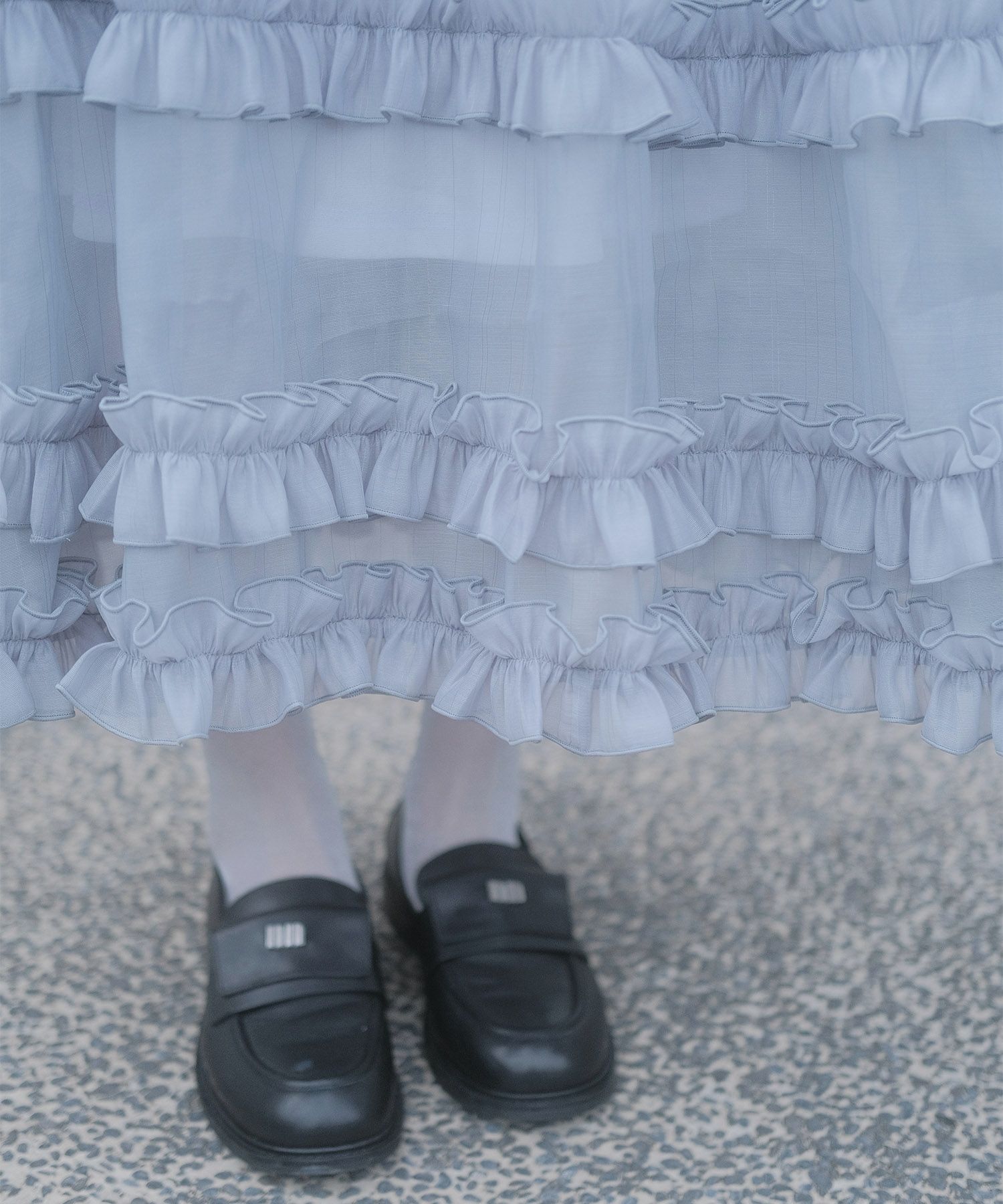 > 取り外し ボウタイ ロング ワンピースmiolite ピンク ブルーグレー