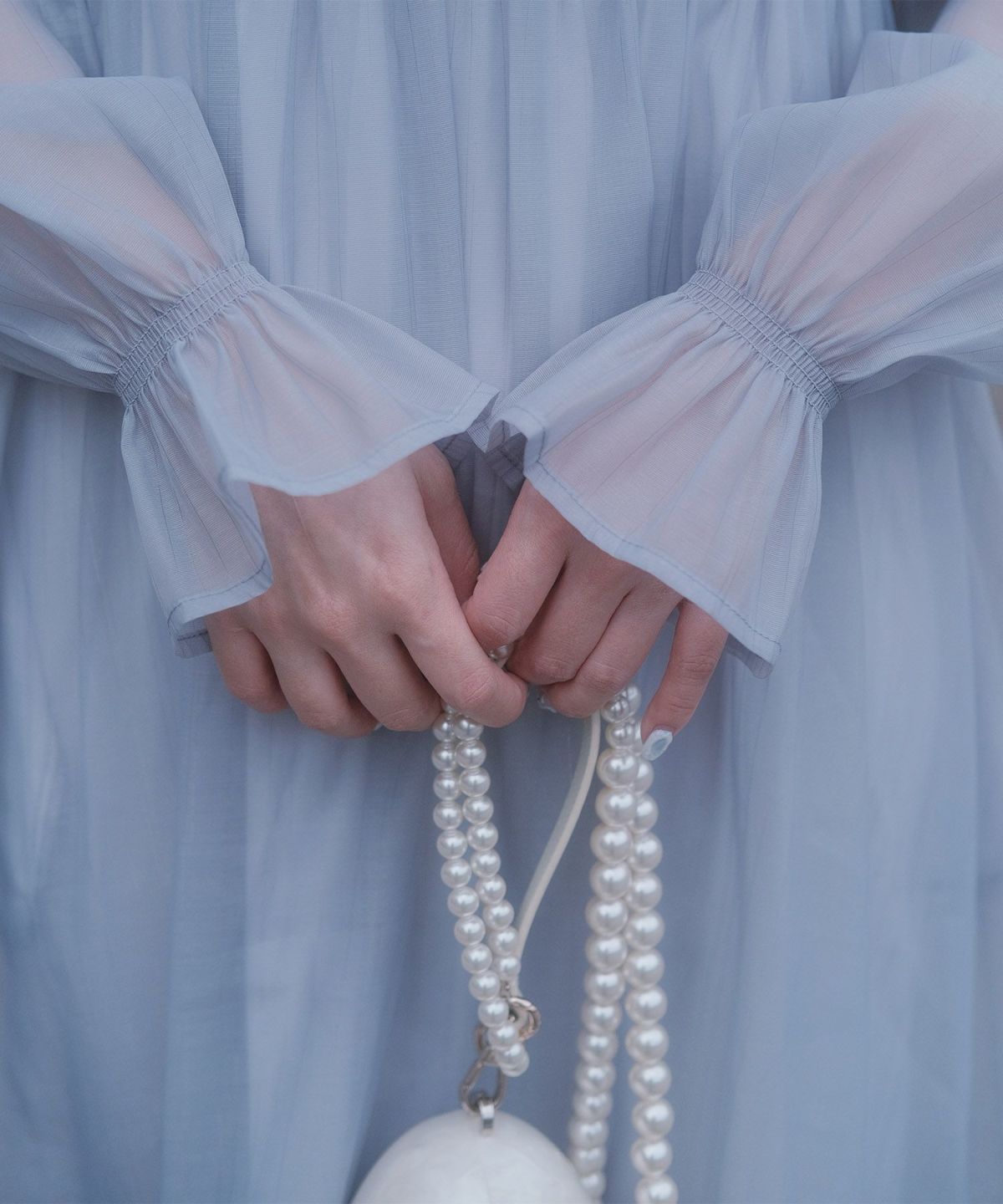 > 取り外し ボウタイ ロング ワンピース miolite ピンク ブルーグレー