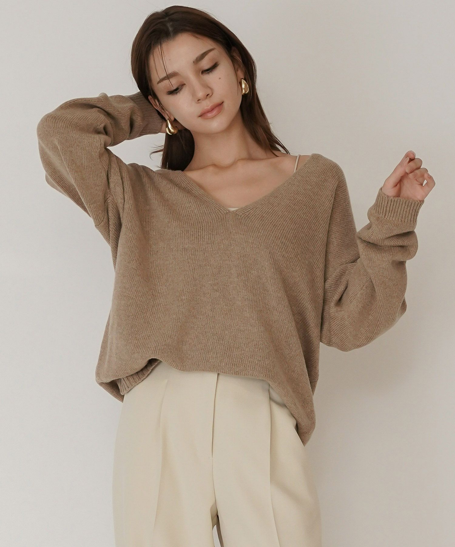 深Ｖネック オーバーニット ブルオーバー KINO THE KEI 