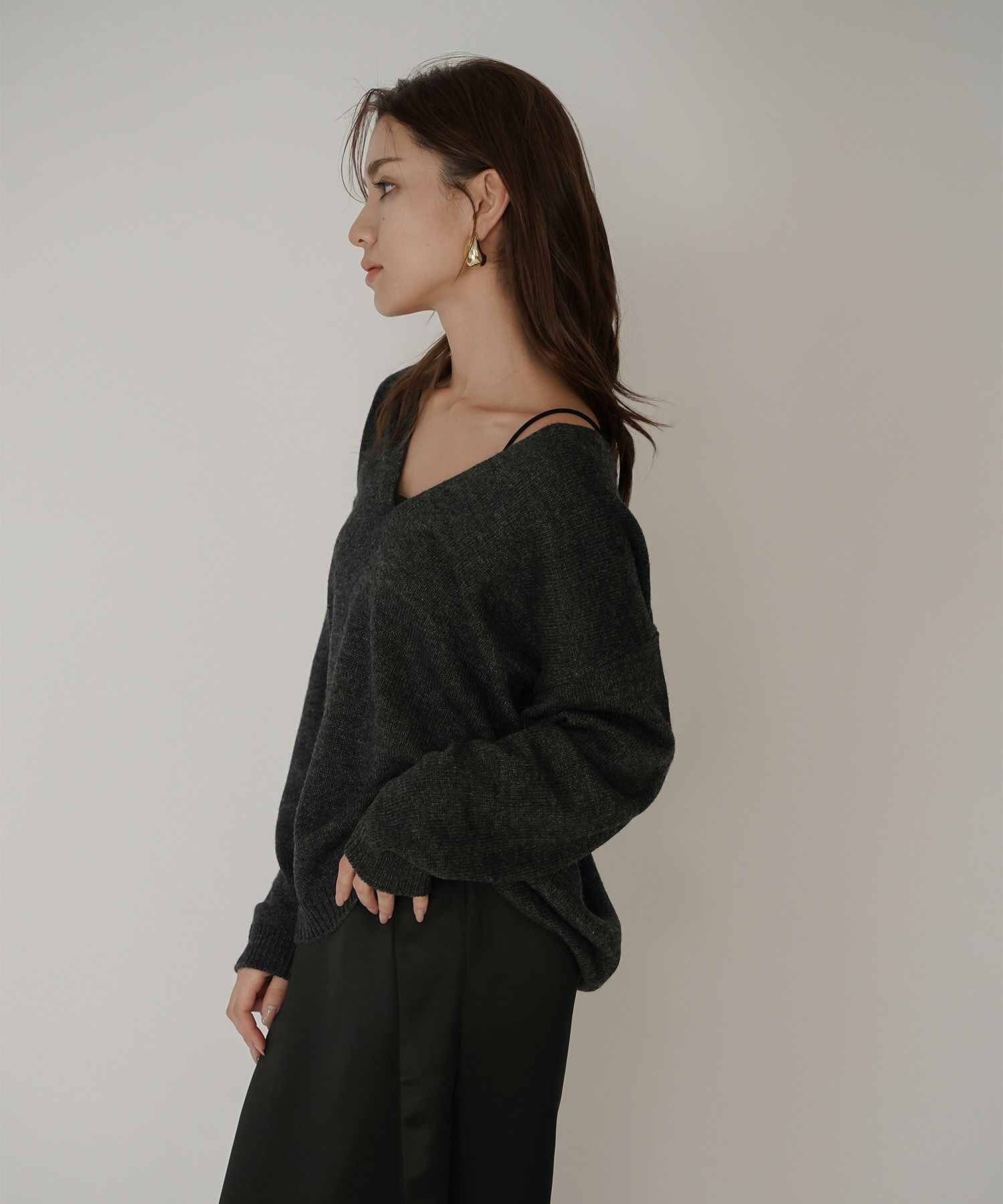 深Ｖネック オーバーニット ブルオーバー KINO THE KEI 