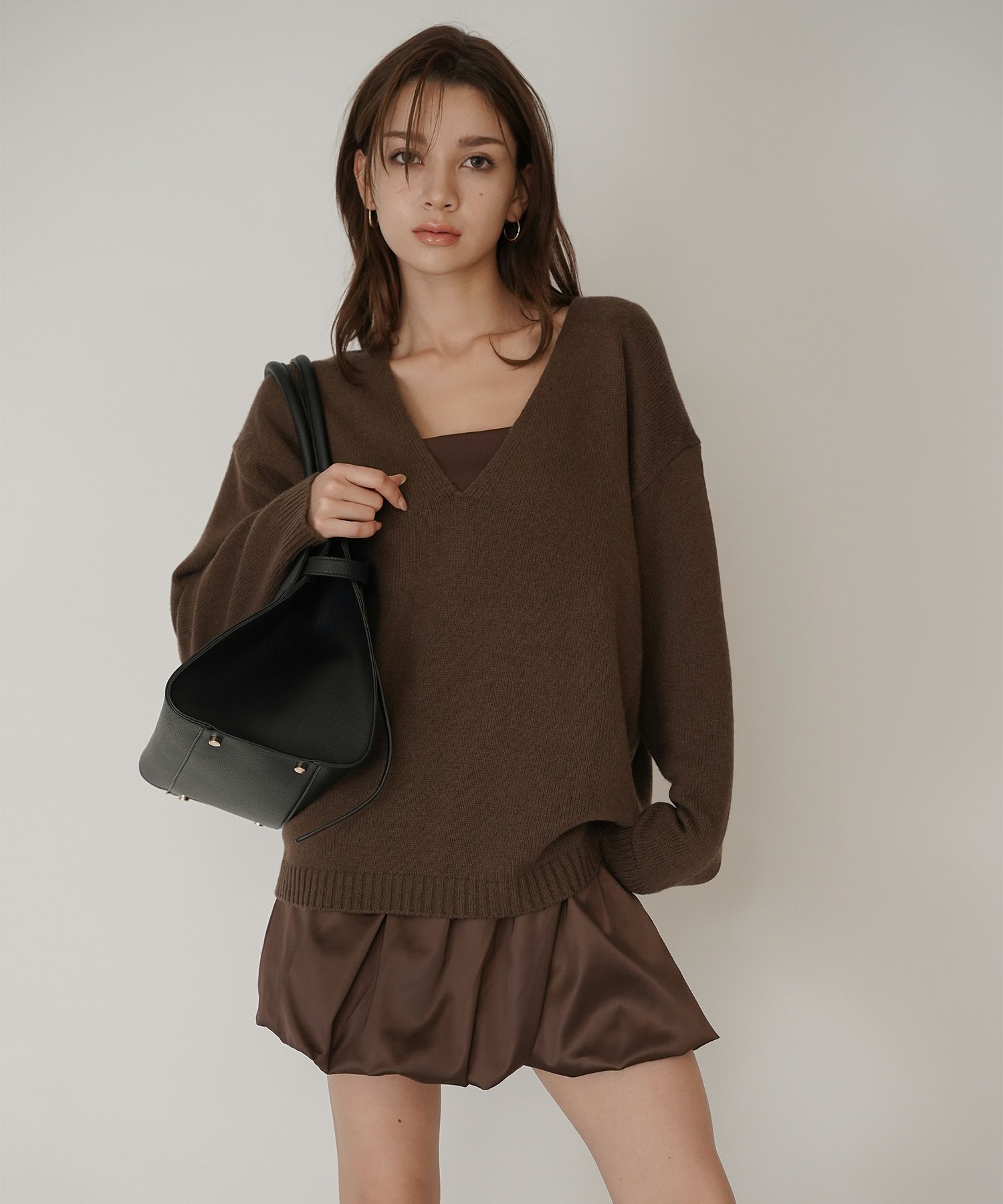 深Ｖネック オーバーニット ブルオーバー KINO THE KEI 