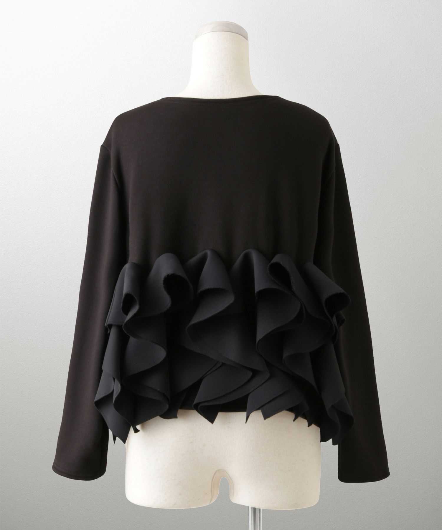 ボンバーヒート フリルヘム ジャケット HUIT ジャケット アウター ノーカラー トップス 裏起毛 秋 冬 ホワイト/ブラック/M