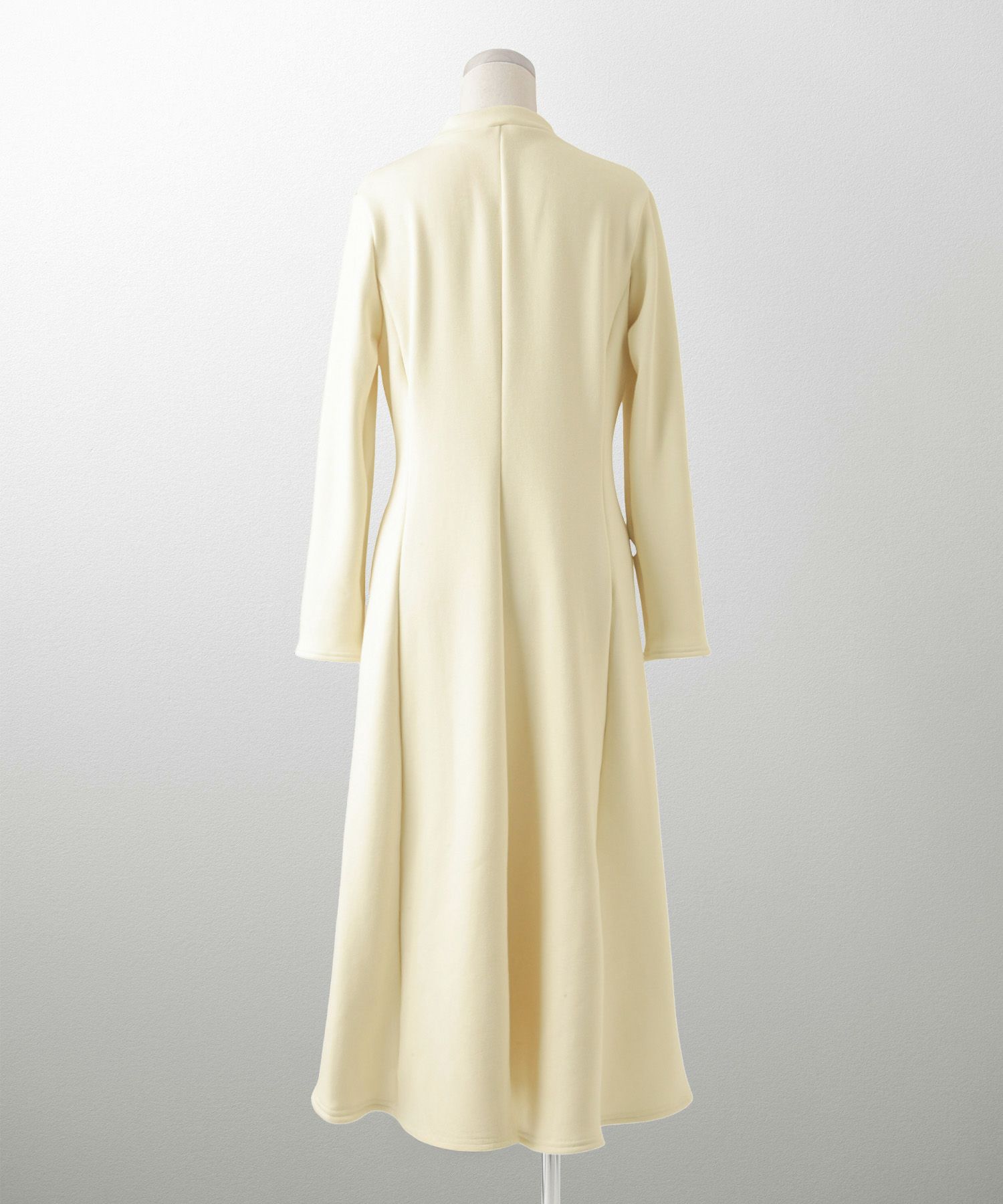 ボンバーヒート Aライン ワンピース HUIT レディース ハイネック スタンドネック 裏起毛 秋 冬 アイボリー/チャコール/ブラック/M